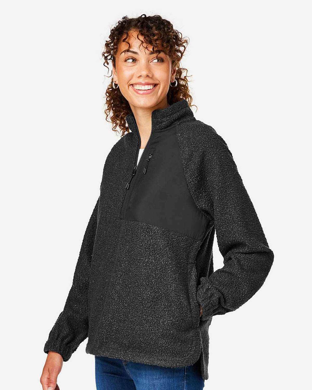 North End NE713W Women's Aura Sweater Fleece Quarter-Zip Pullover view 3