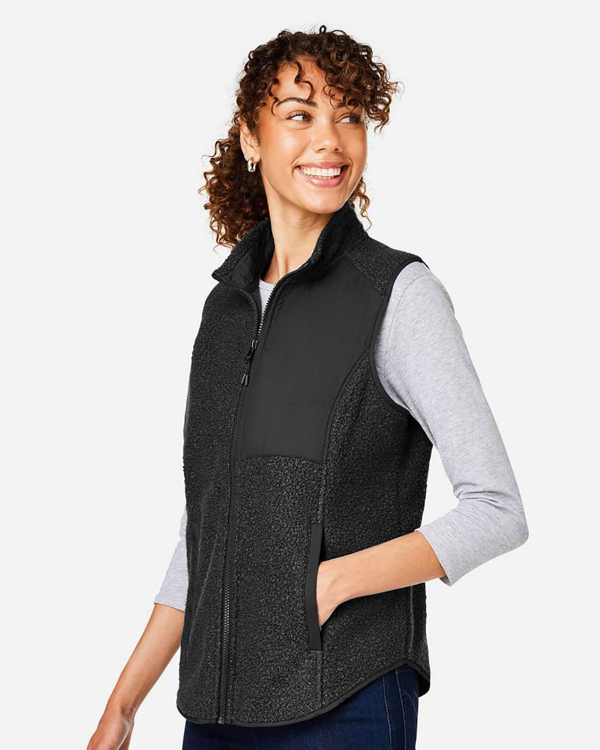 North End NE714W Women's Aura Sweater Fleece Vest view 3