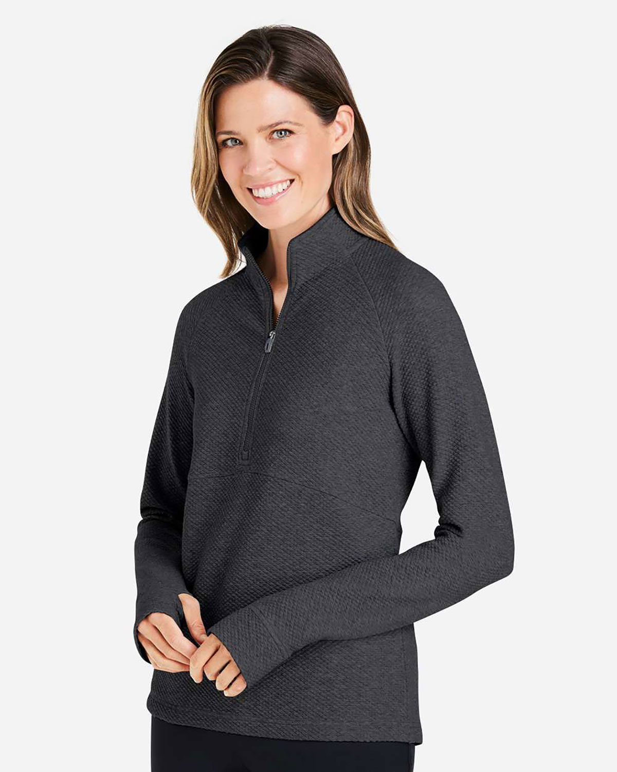 North End NE725W Women's Spirit Textured Quarter-Zip Pullover view 3