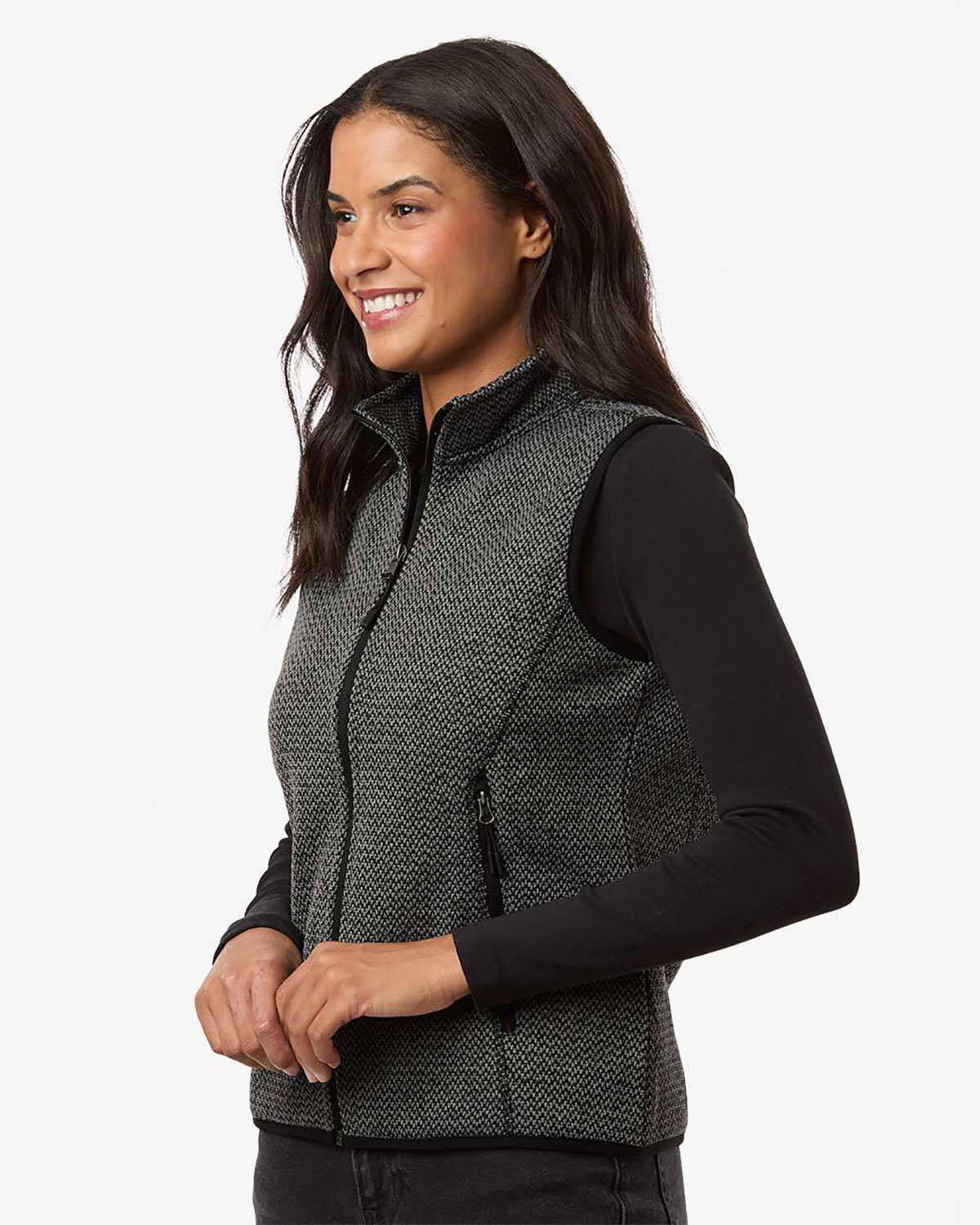North End NE731W Women's Jasper Jacquard Fleece Vest view 3