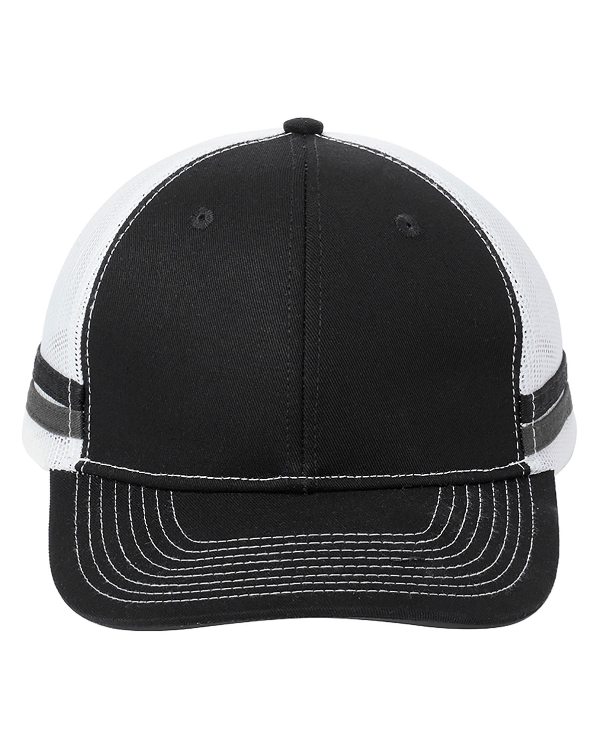 Port Authority C113 Two-Stripe Snapback Trucker Cap view 3