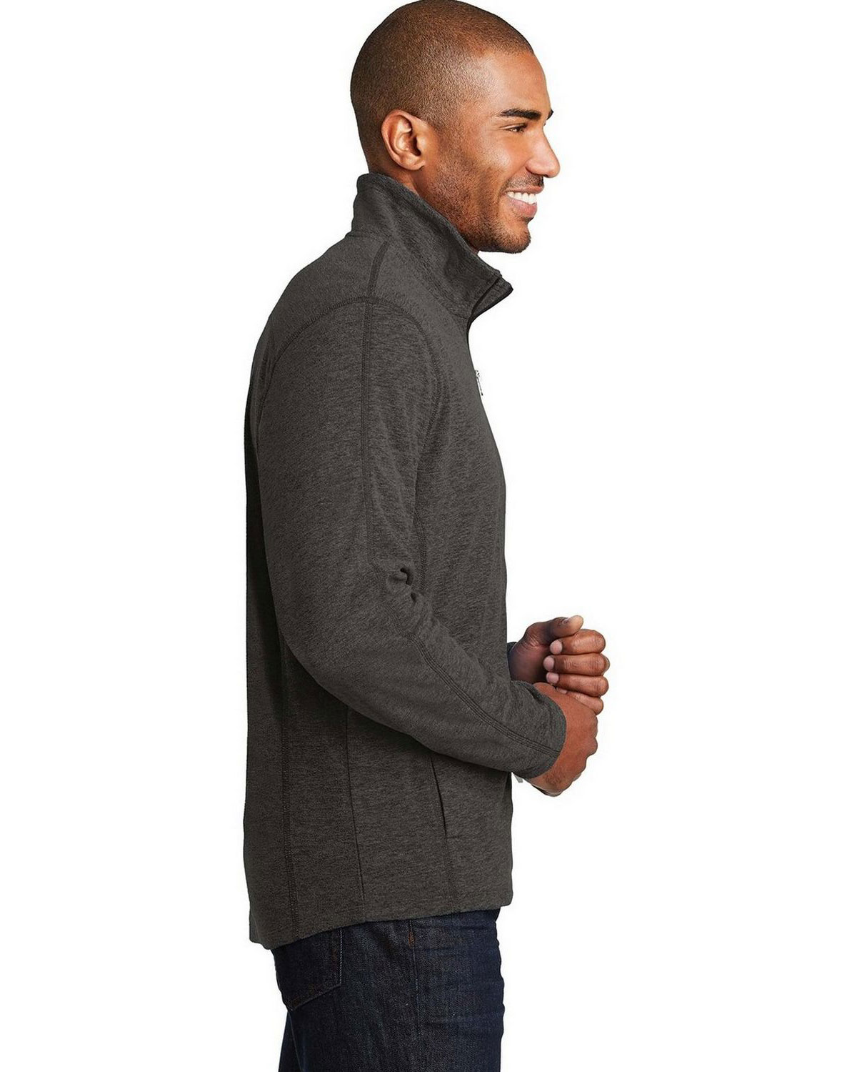 Port Authority F235 Heather Microfleece Full-Zip Jacket view 3