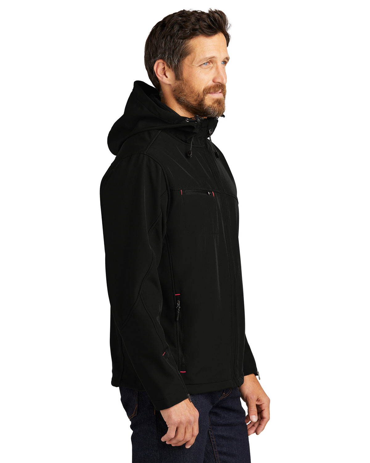 Port Authority J706 Textured Hooded Soft Shell Jacket view 3