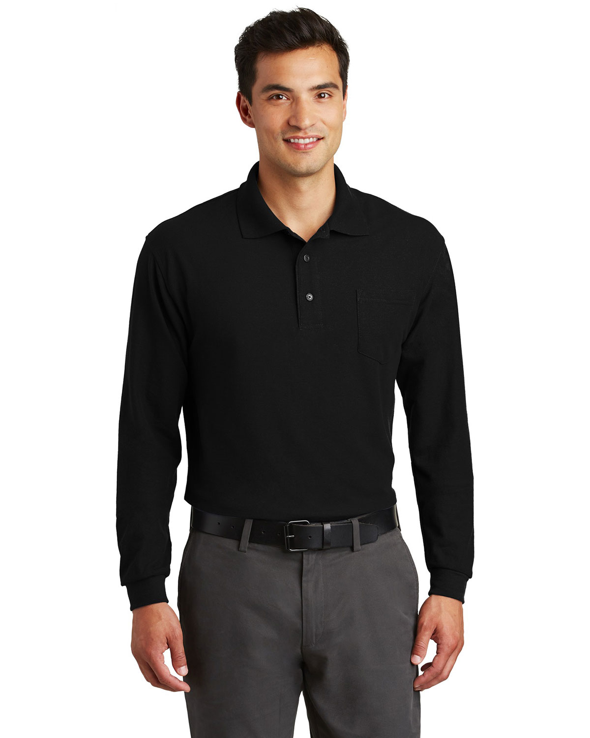 Port Authority K500LSP Long Sleeve Silk Touch Polo with Pocket