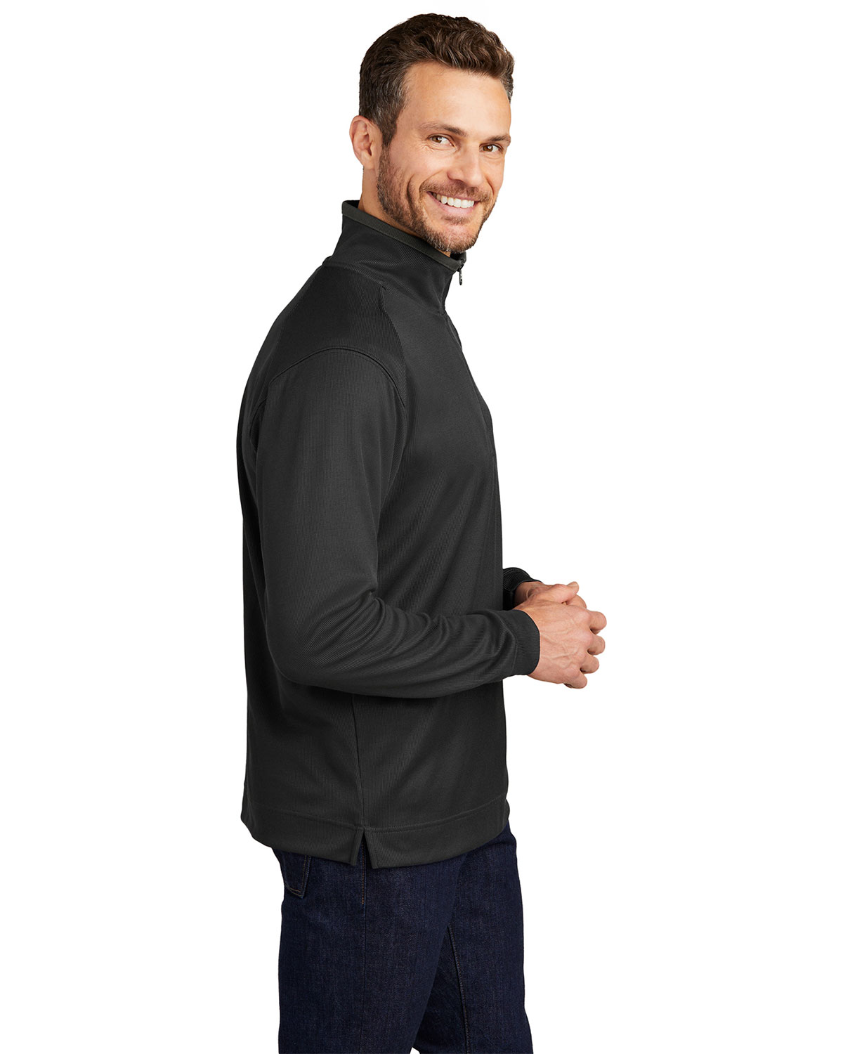 Port Authority K805 Vertical Texture 1/4-Zip Pullover view 3