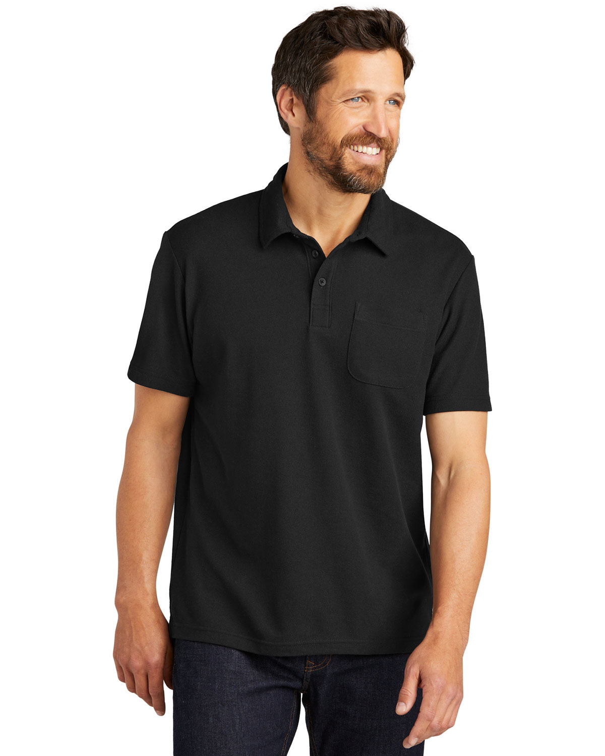 Port Authority K868 C-FREE Cotton Blend Pique Pocket Polo