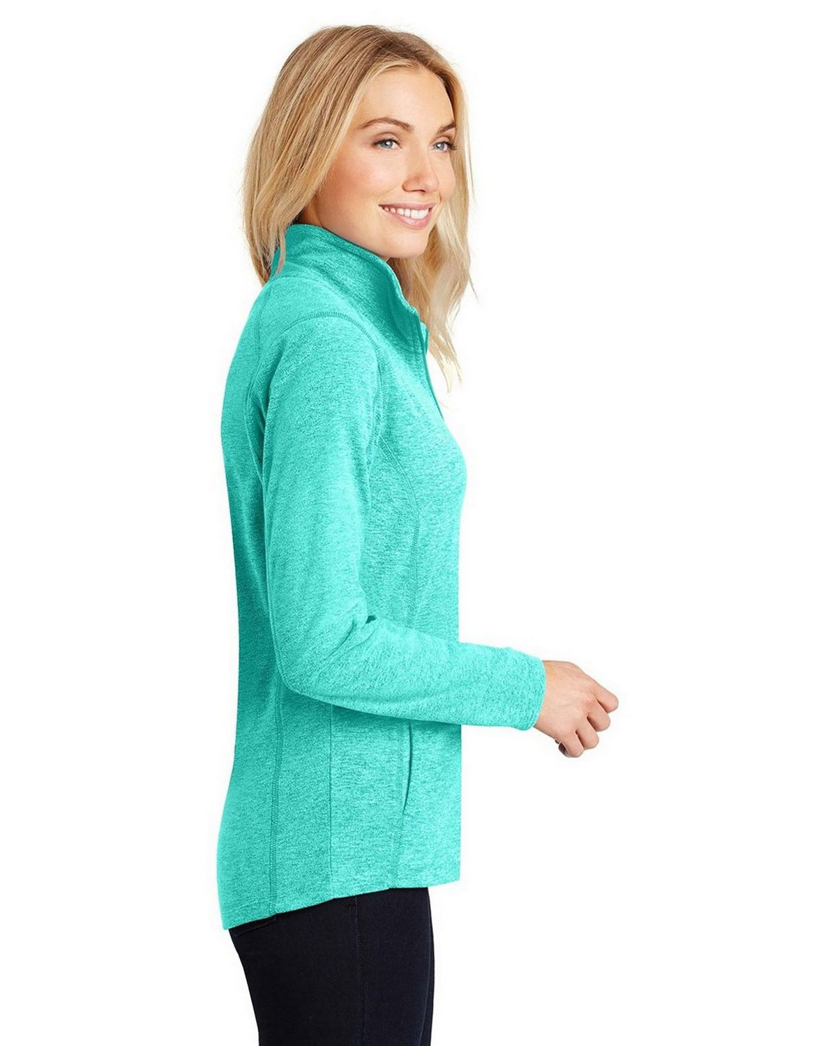 Port Authority L235 Women's Heather Microfleece Full-Zip Jacket view 3