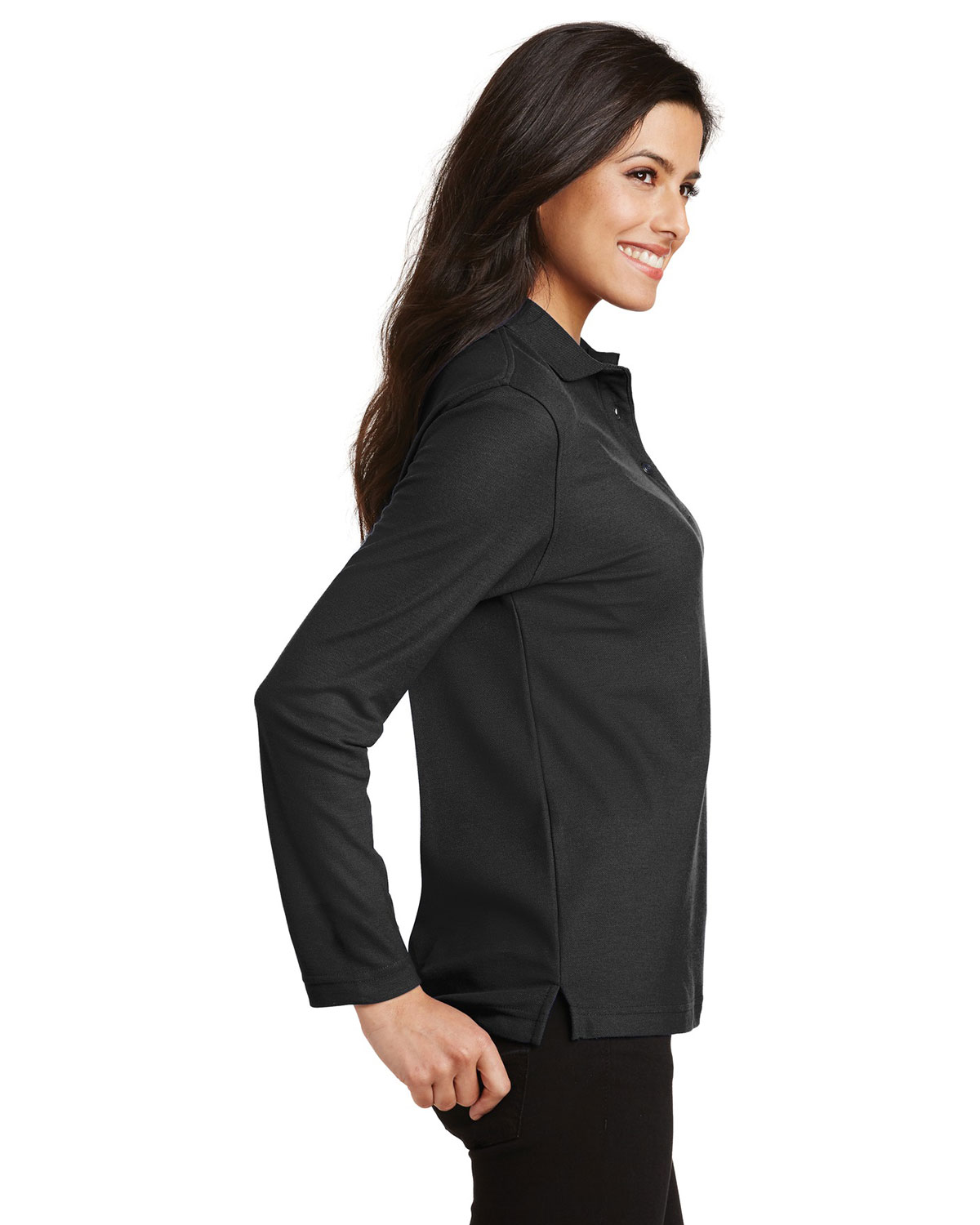 Port Authority L500LS Women's Silk Touch Long Sleeve Polo view 3