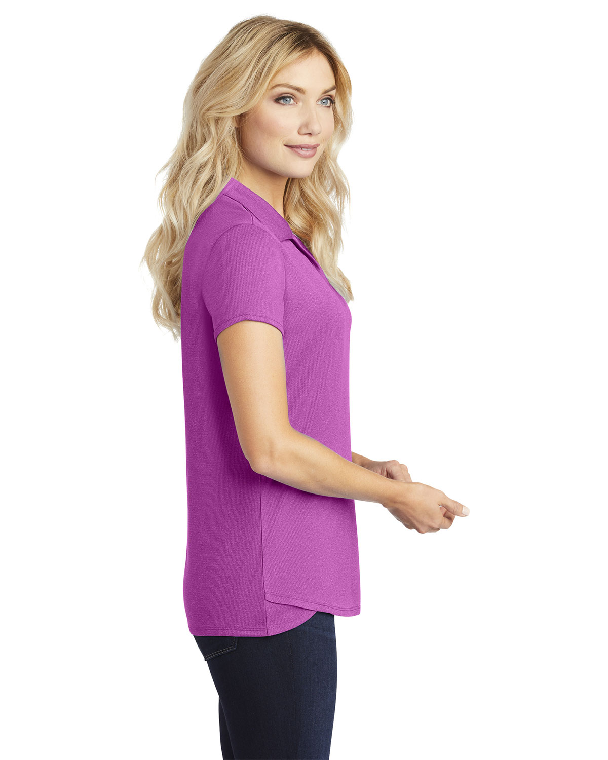 Port Authority L576 Women's Trace Heather Polo view 3