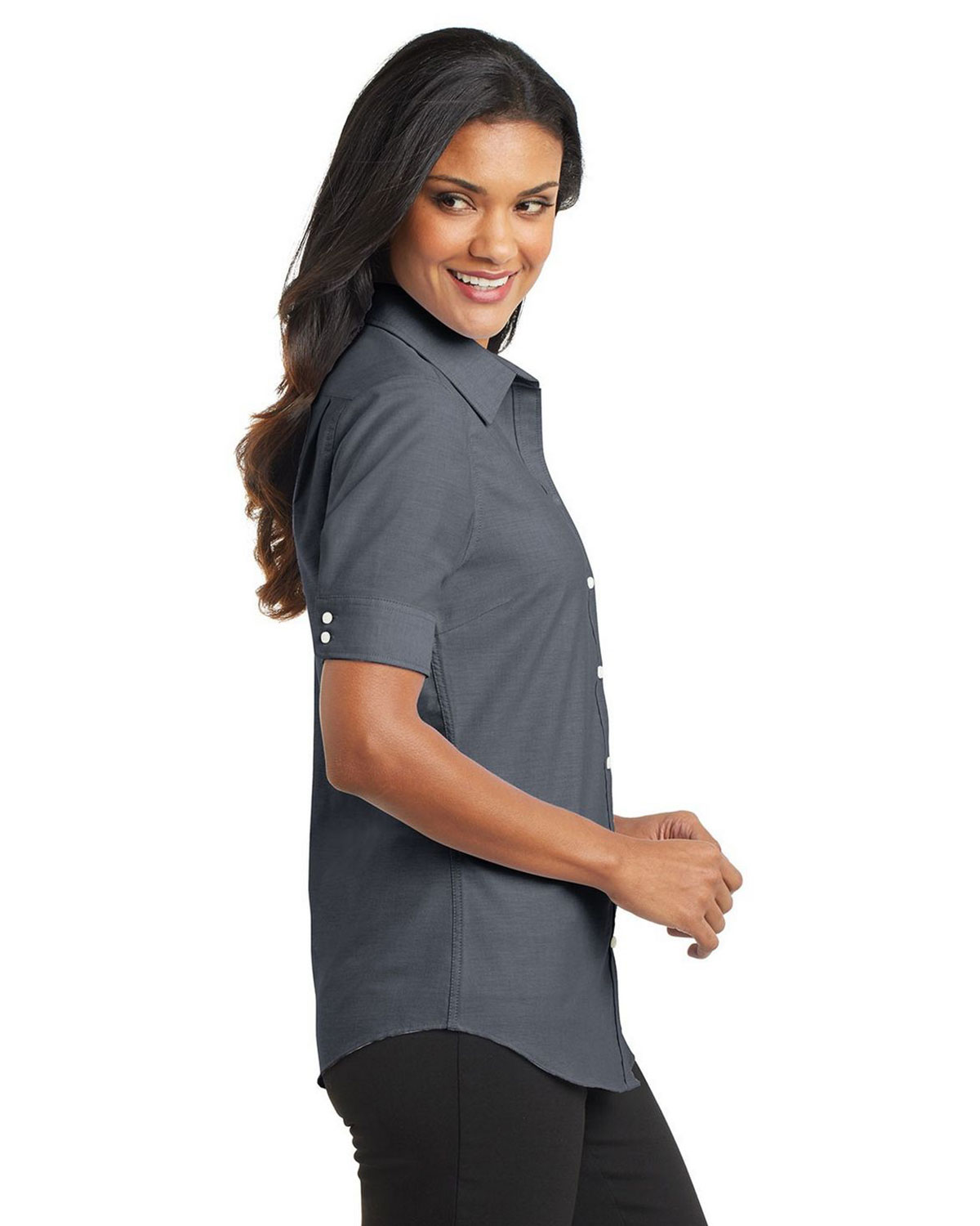Port Authority L659 Women's Short Sleeve SuperPro Oxford Shirt view 3