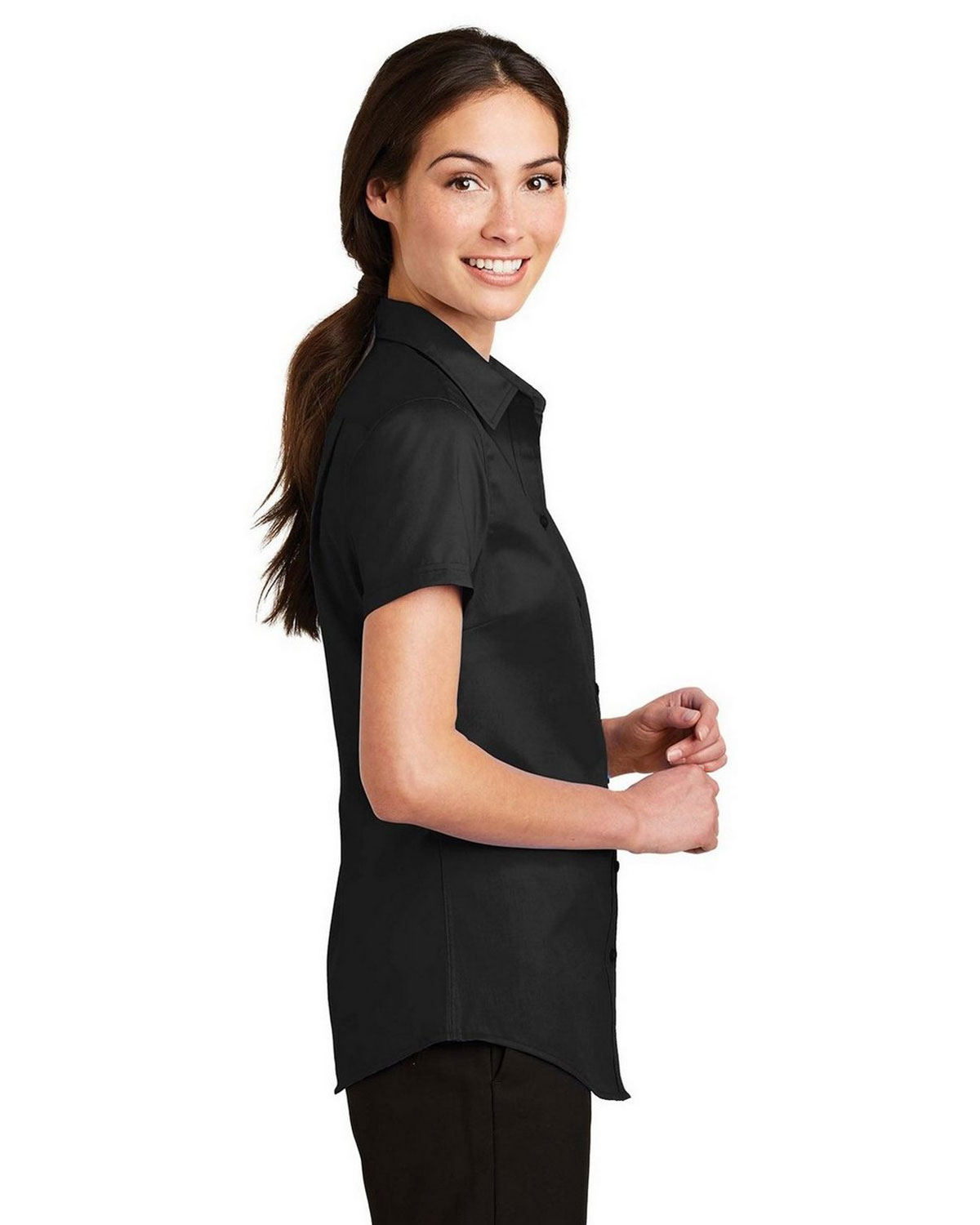 Port Authority L664 Women's Short Sleeve SuperPro Twill Shirt view 3