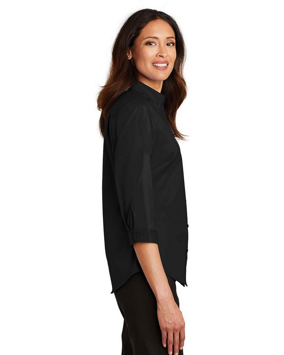 Port Authority L665 Women's 3/4-Sleeve SuperPro Twill Shirt view 3