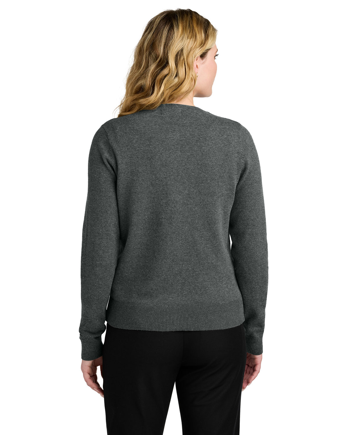 Port Authority LSW2870 Women's Easy Care Crewneck Cardigan Sweater view 2