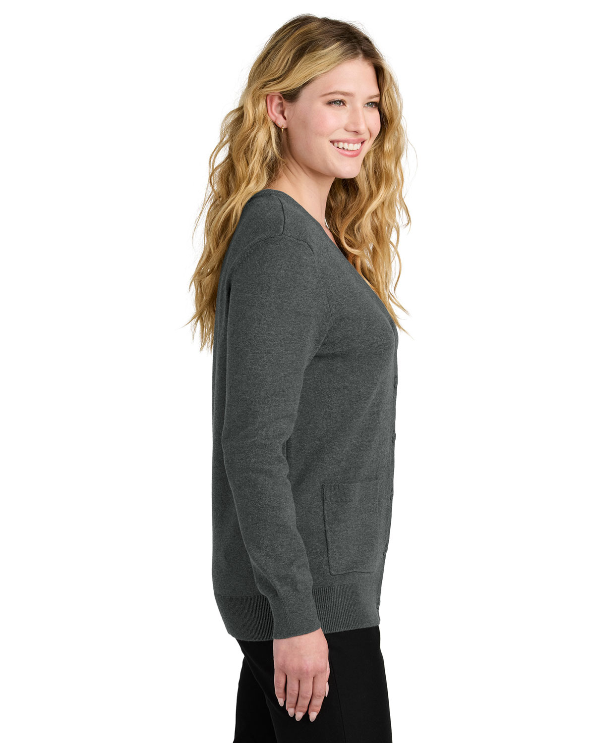 Port Authority LSW4150 Women's Easy Care Button-Up Cardigan Sweater view 3