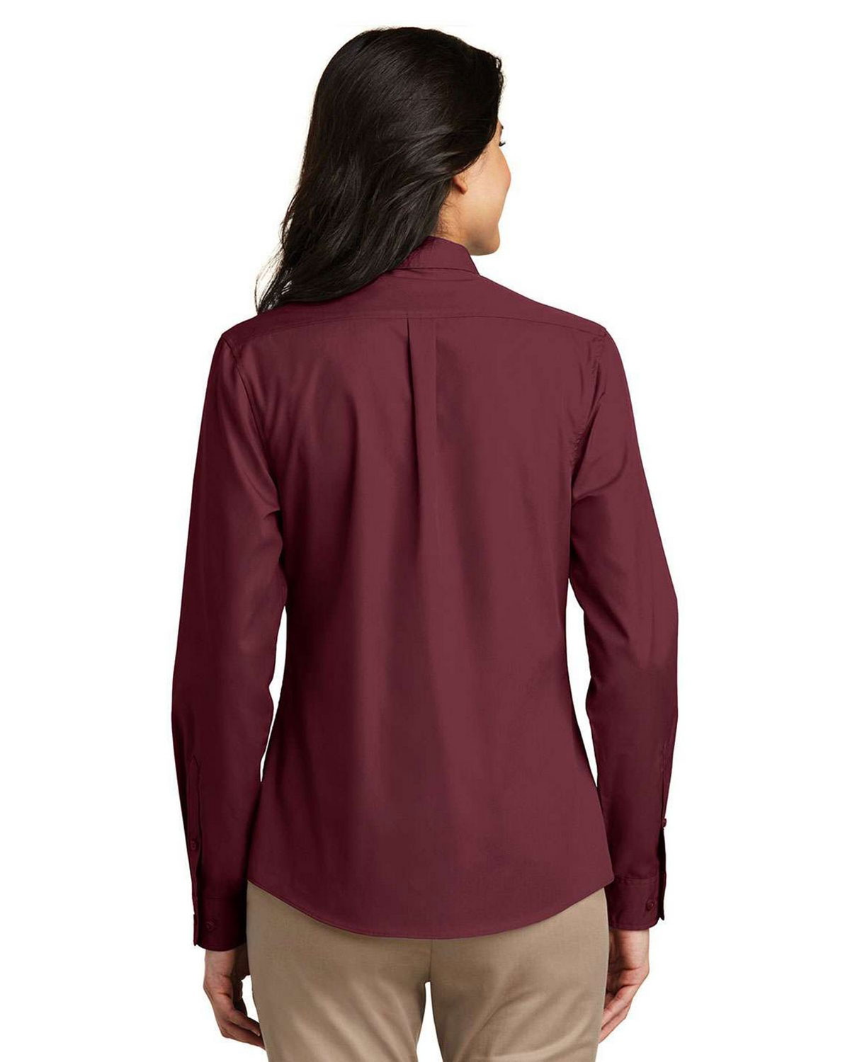 Port Authority LW100 Women's Long Sleeve Carefree Poplin Shirt view 2