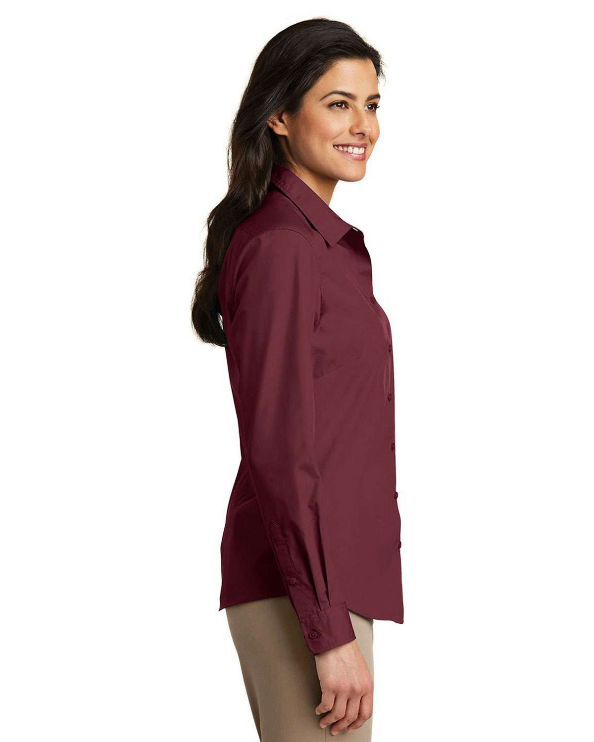 Port Authority LW100 Women's Long Sleeve Carefree Poplin Shirt view 3