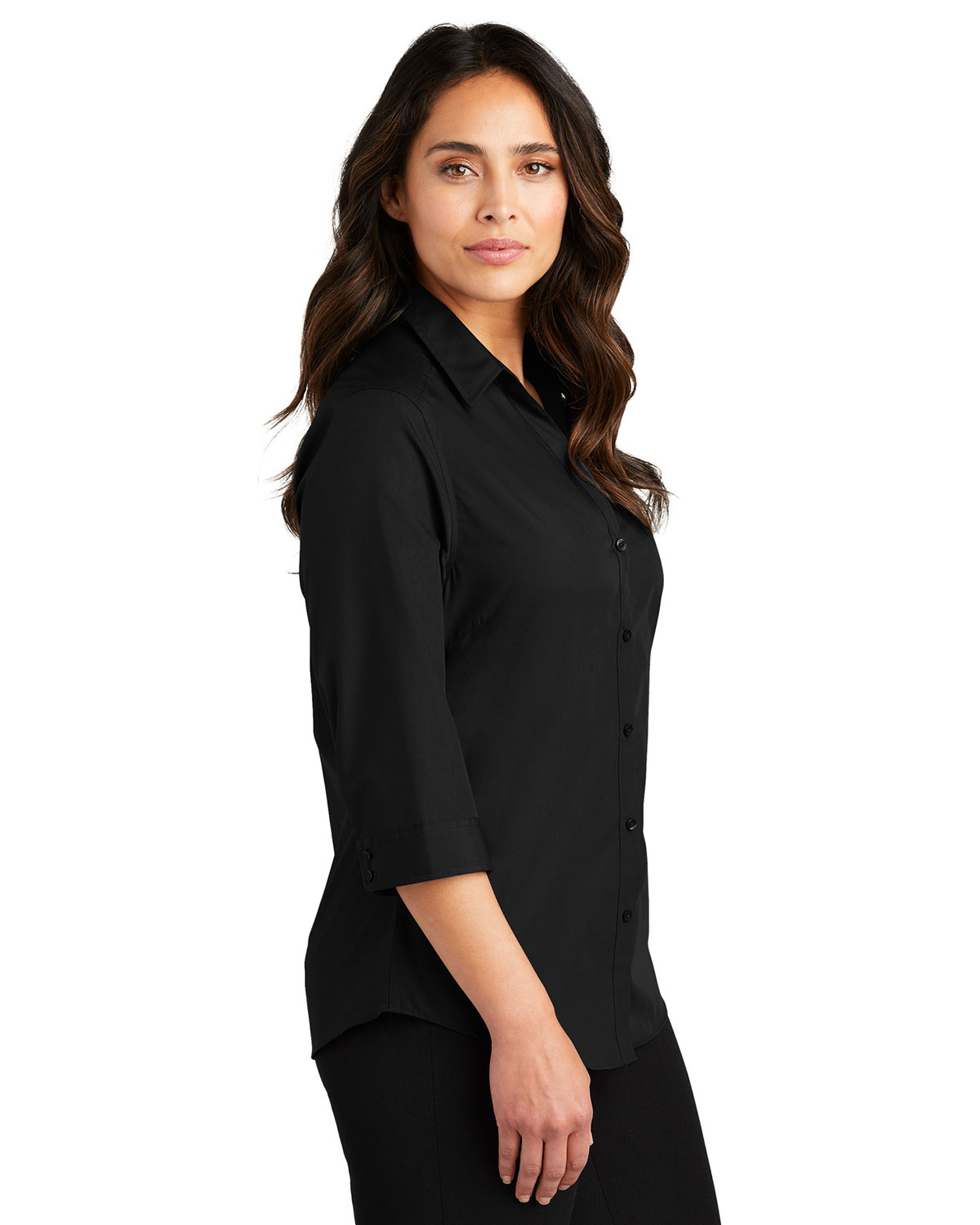 Port Authority LW102 Women's 3/4-Sleeve Carefree Poplin Shirt view 3