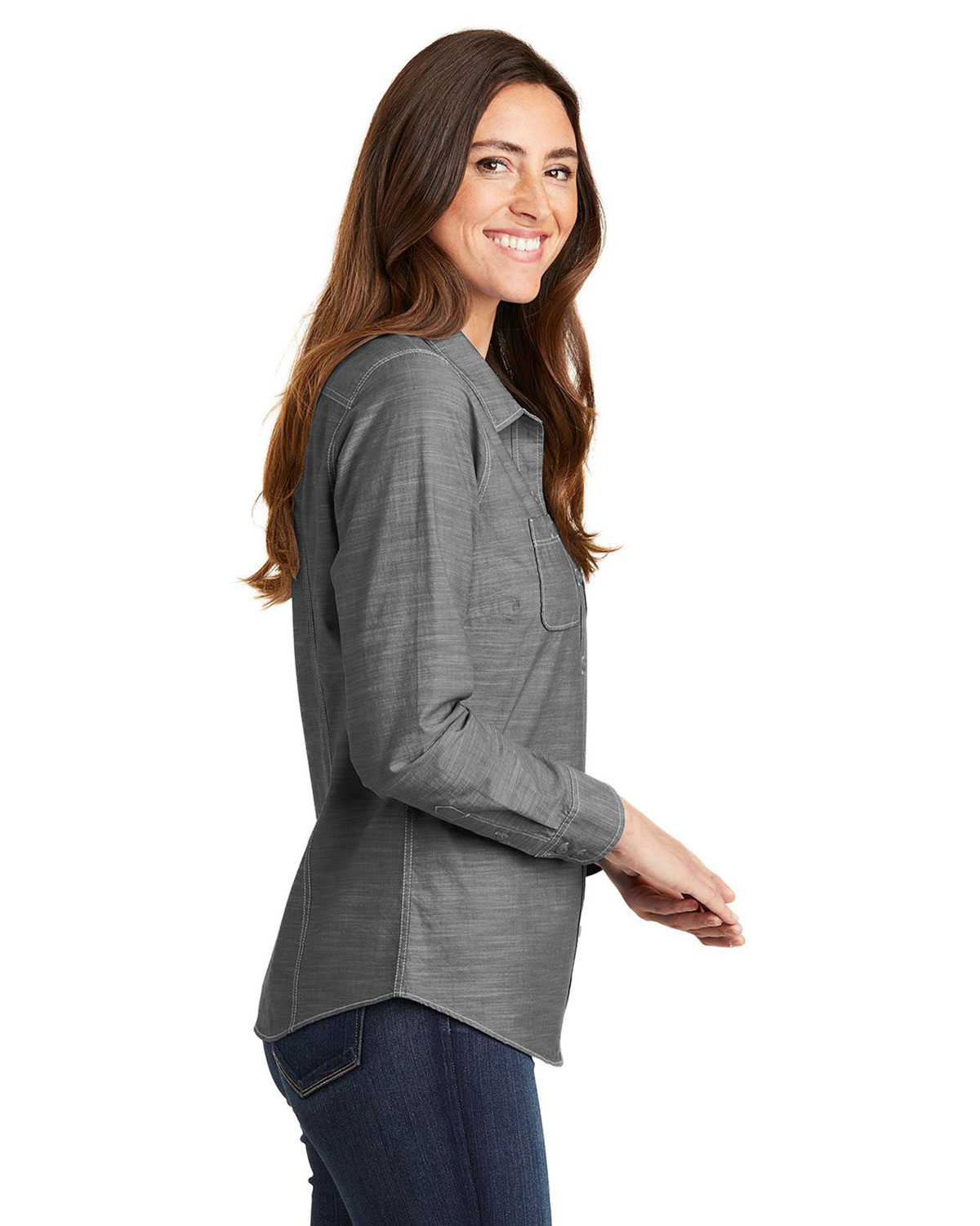 Port Authority LW380 Women's Slub Chambray Shirt view 3