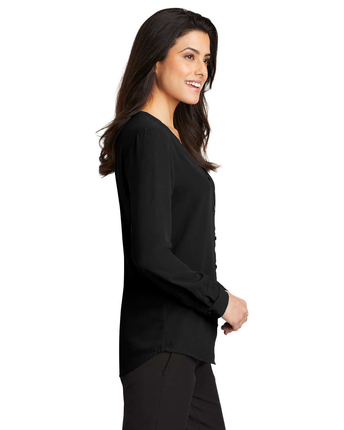 Port Authority LW700 Women's Long Sleeve Button-Front Blouse view 3