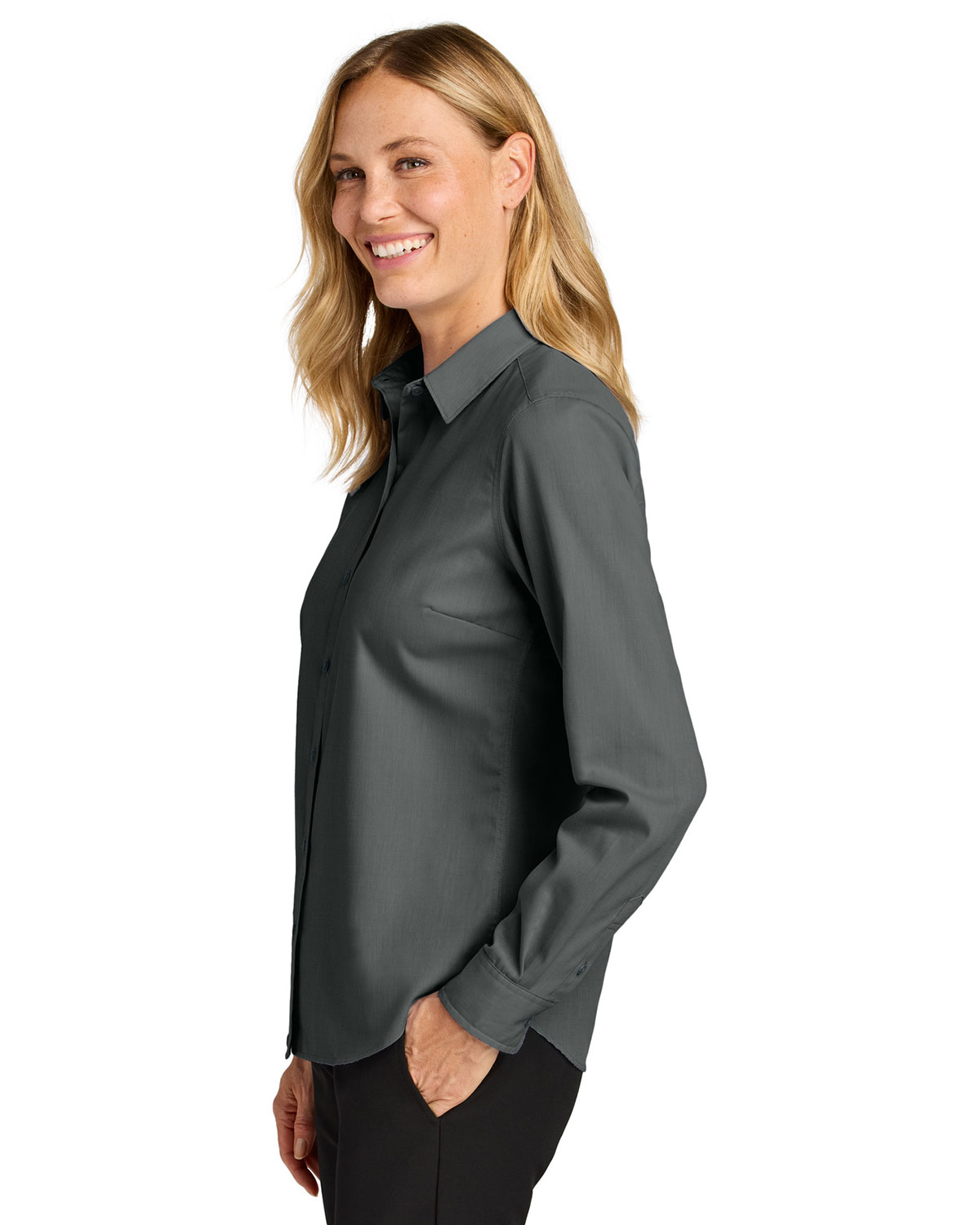 Port Authority LW816 Women's Long Sleeve Nailhead Easy Care Shirt view 3