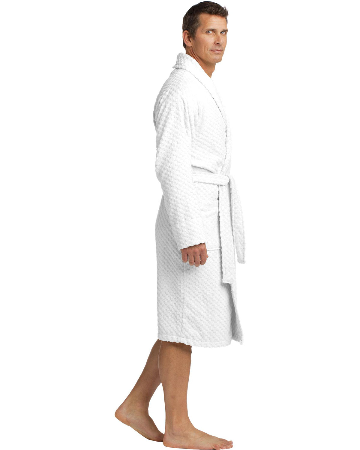 Port Authority R103 Checkered Terry Shawl Collar Robe view 3