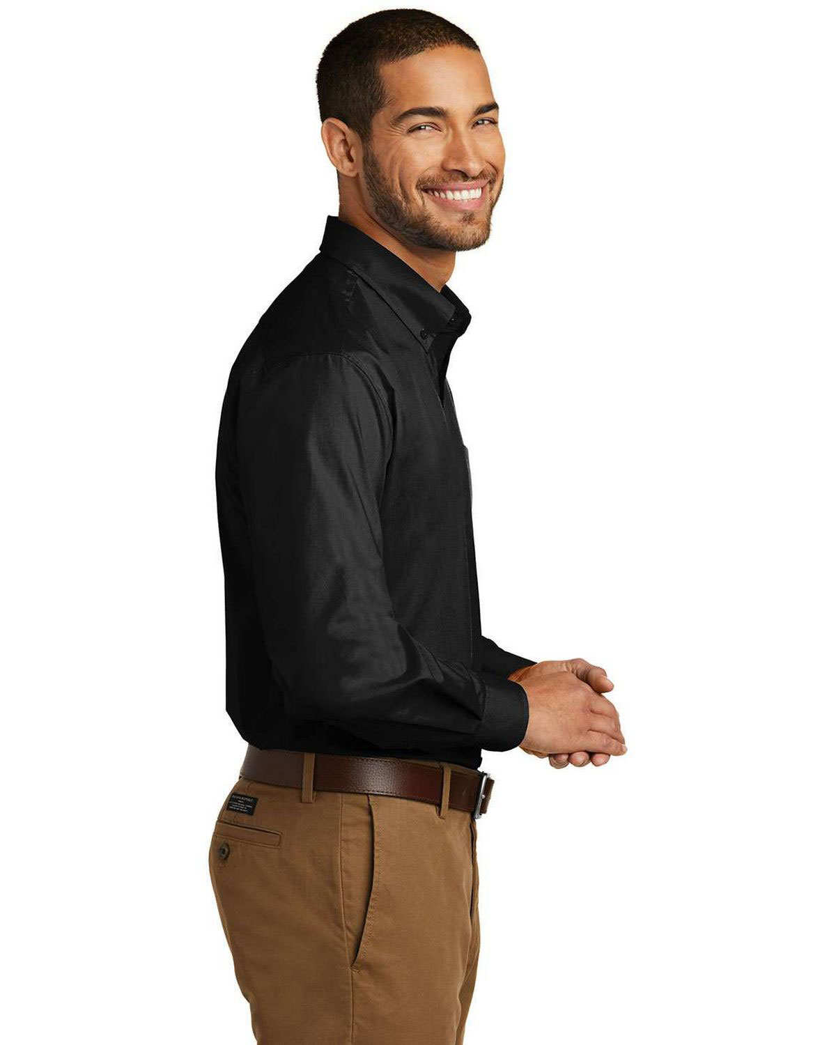 Port Authority TW100 Tall Long Sleeve Carefree Poplin Shirt view 3