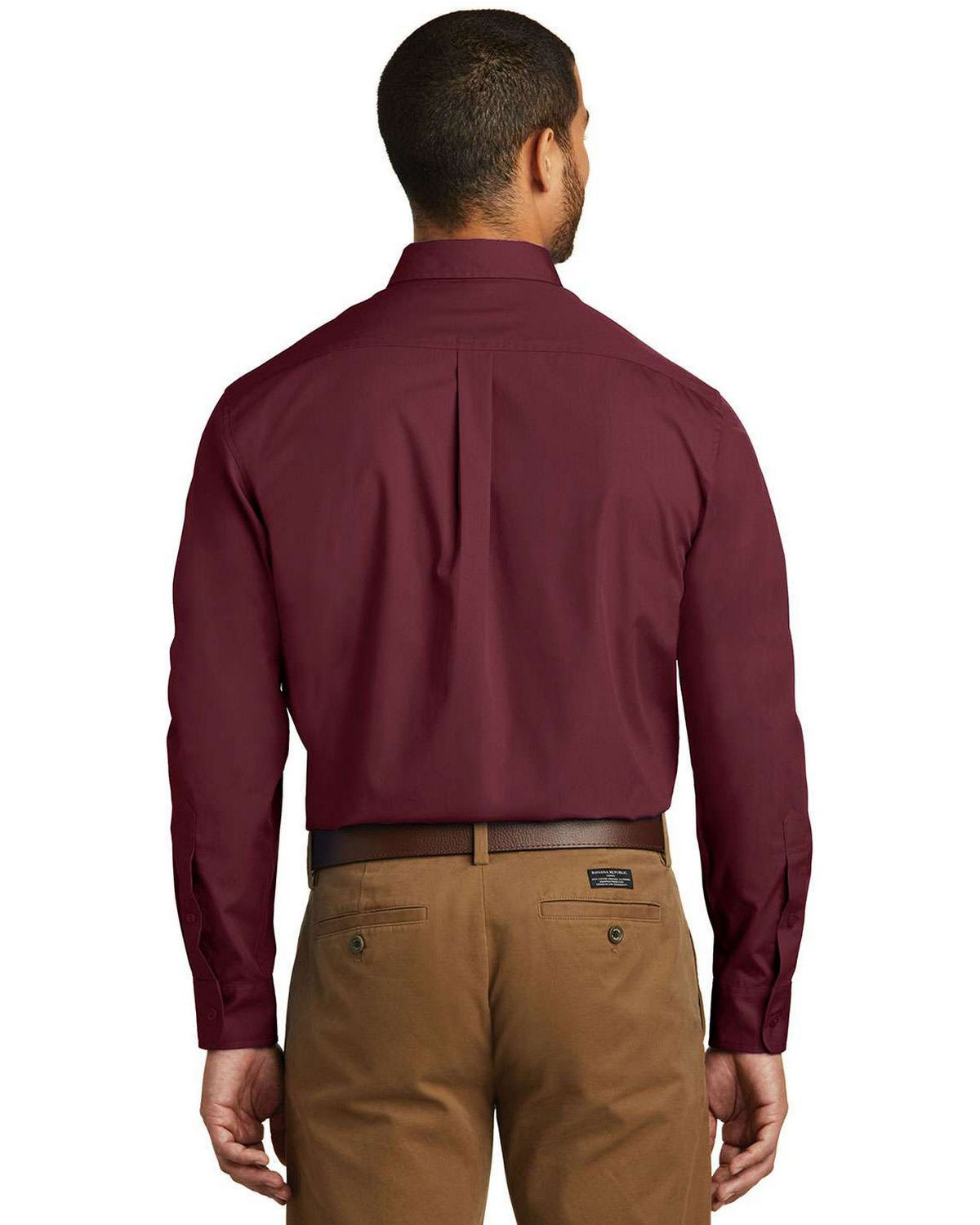 Port Authority W100 Long Sleeve Carefree Poplin Shirt view 2