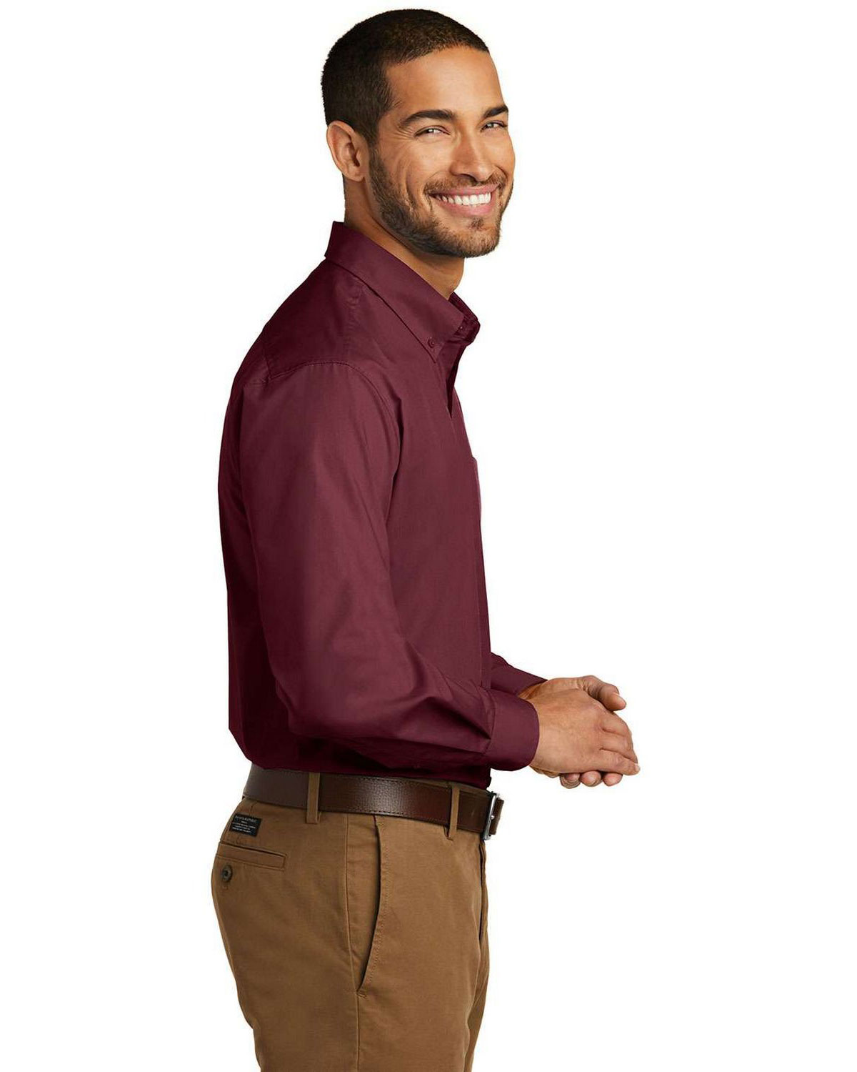 Port Authority W100 Long Sleeve Carefree Poplin Shirt view 3