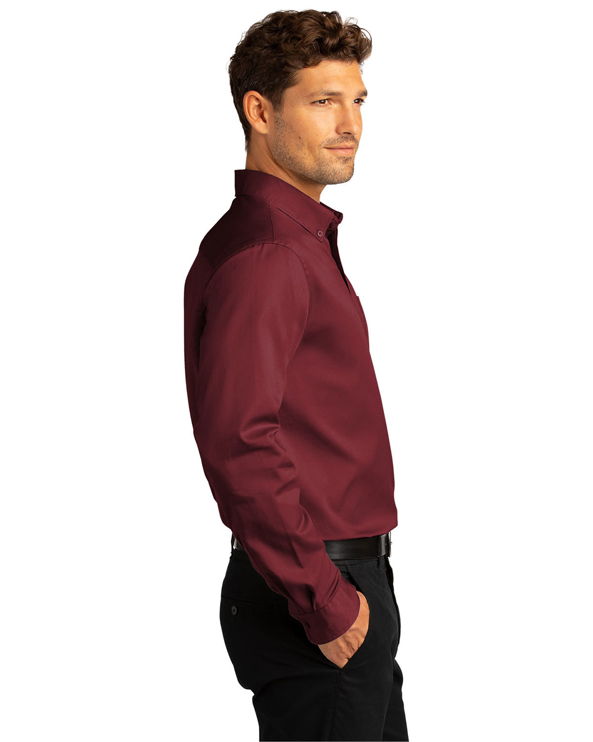 Port Authority W808 Long Sleeve SuperPro React Twill Shirt view 3