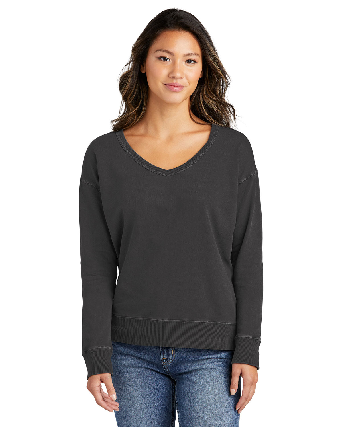 Port & Company LPC098V Women's Beach Wash Garment-Dyed V-Neck Sweatshirt