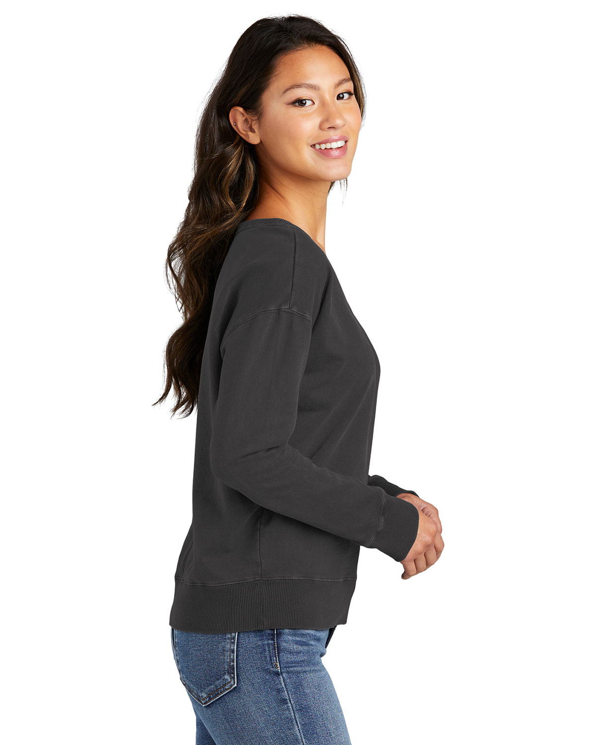 Port & Company LPC098V Women's Beach Wash Garment-Dyed V-Neck Sweatshirt view 3