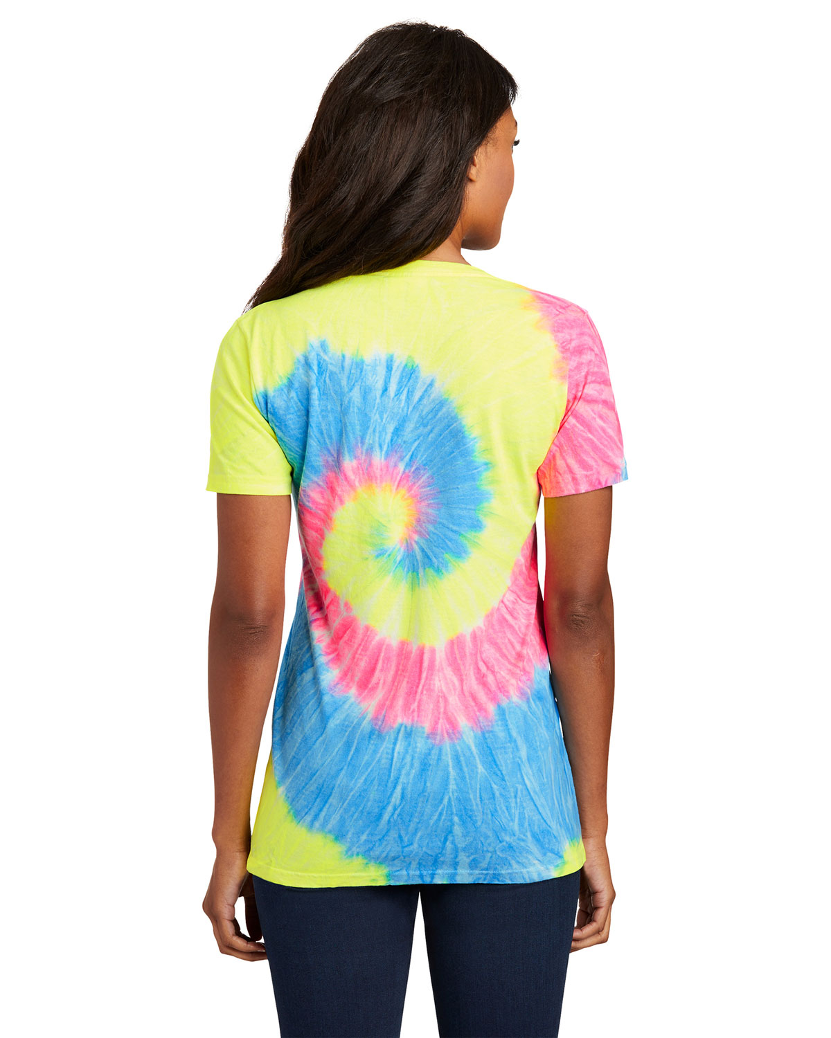 Port & Company LPC147V Women's Tie-Dye V-Neck Tee view 2