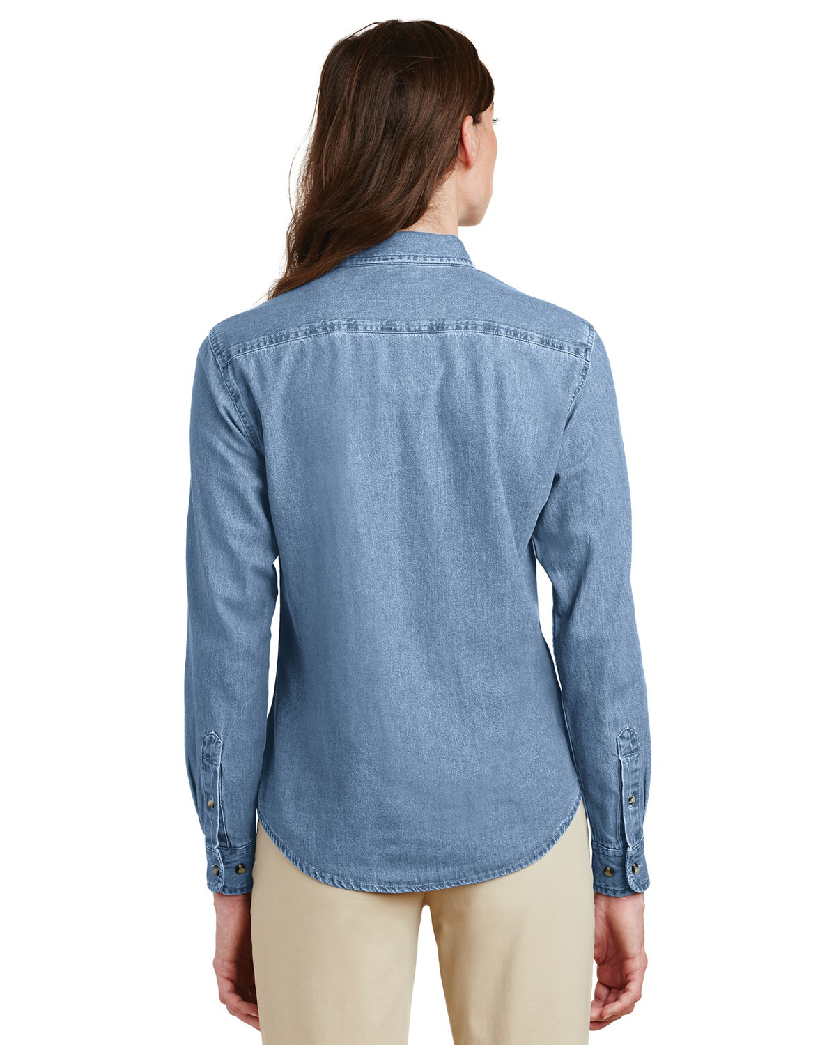 Port & Company LSP10 Women's Long Sleeve Value Denim Shirt view 2
