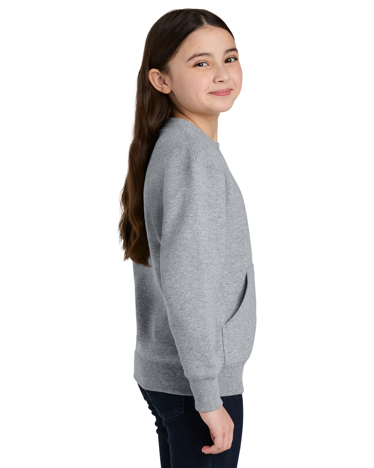 Port & Company PC78YPKT Youth Core Fleece Crewneck Pocket Sweatshirt view 3