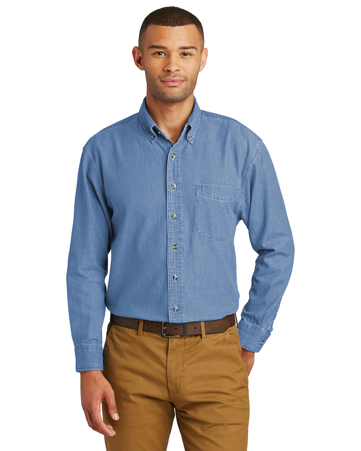 Port & Company SP10 Long Sleeve Value Denim Shirt