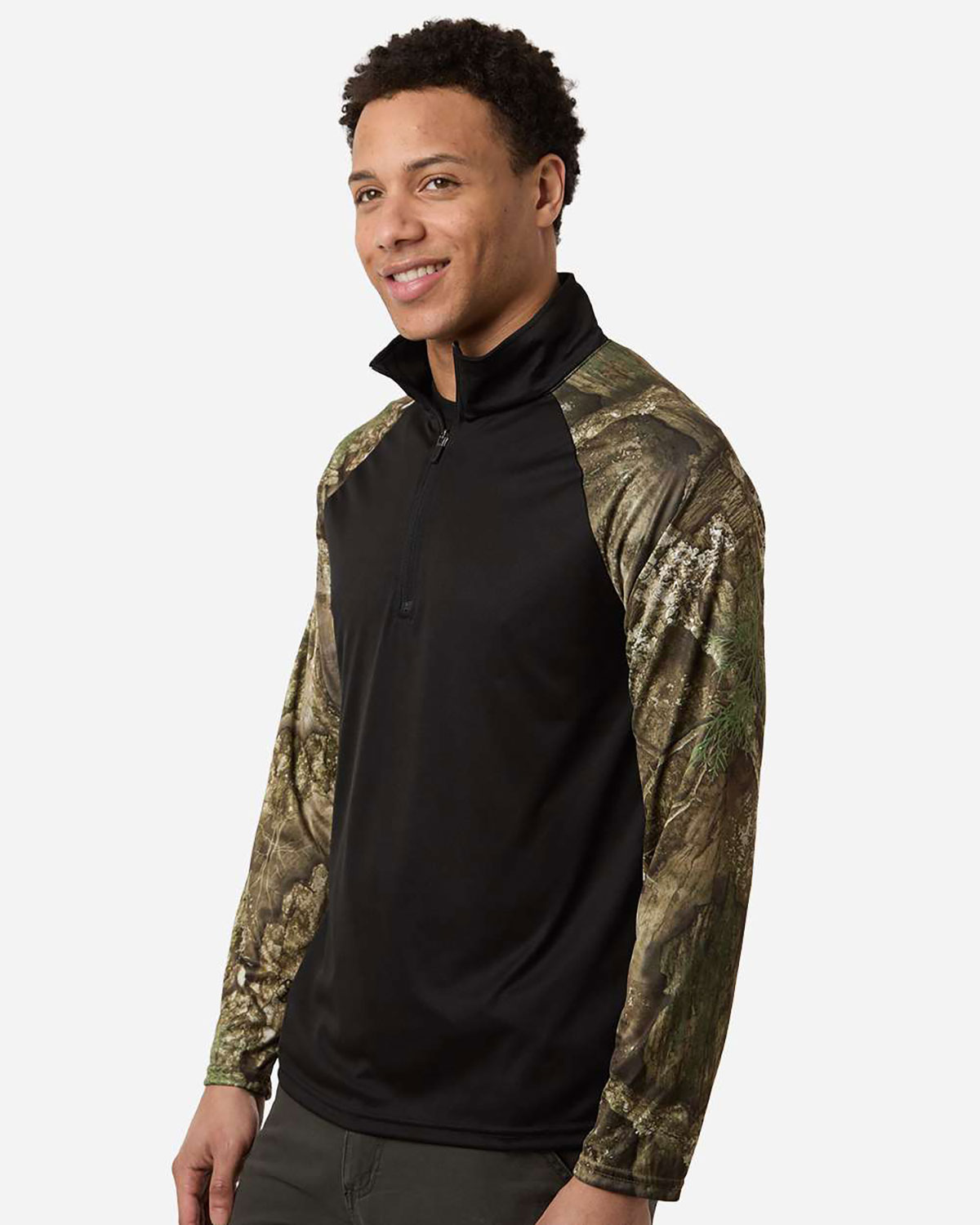 RealTree RT5703 Unisex Realtree� Performance Colorblocked Quarter-Zip Pullover view 3