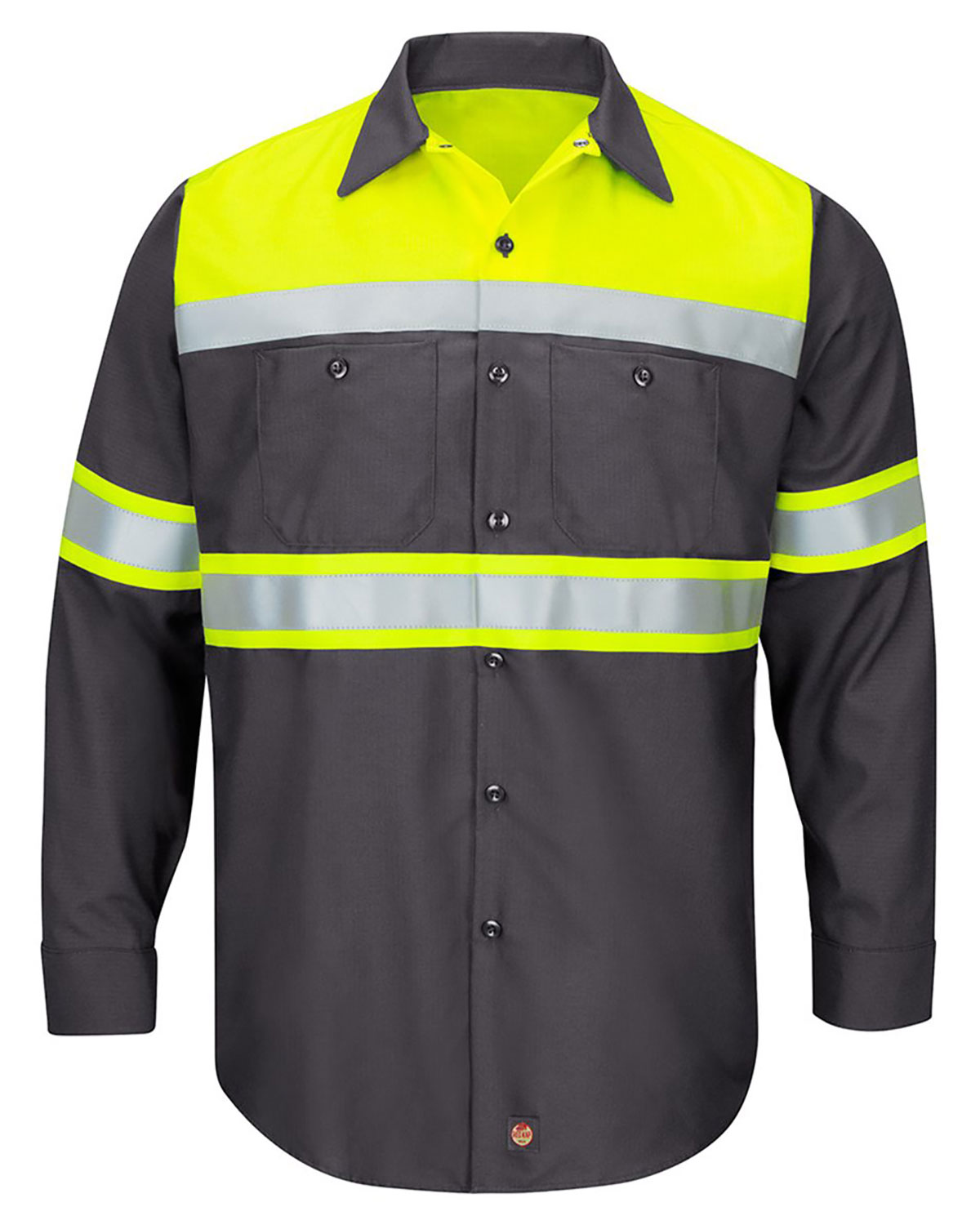 Red Kap SY70 Men's Hi-Visibility Colorblock Ripstop Long Sleeve Work Shirt