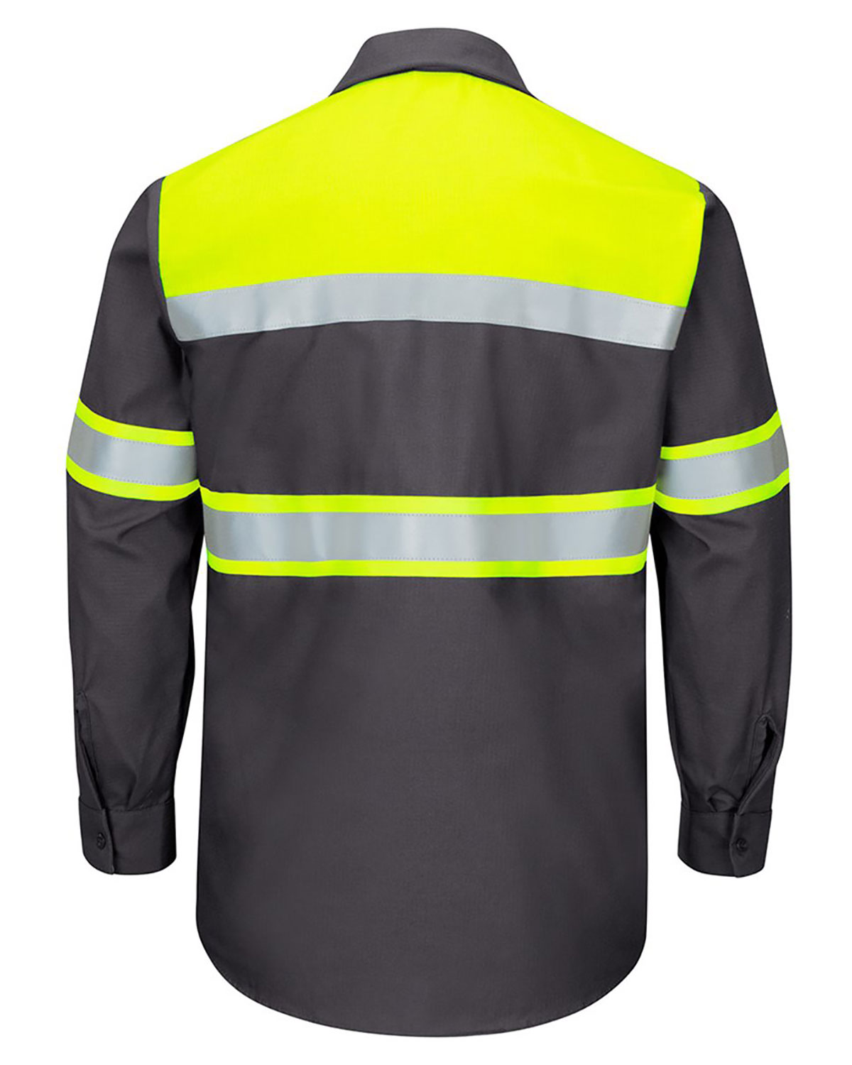 Red Kap SY70 Men's Hi-Visibility Colorblock Ripstop Long Sleeve Work Shirt view 2