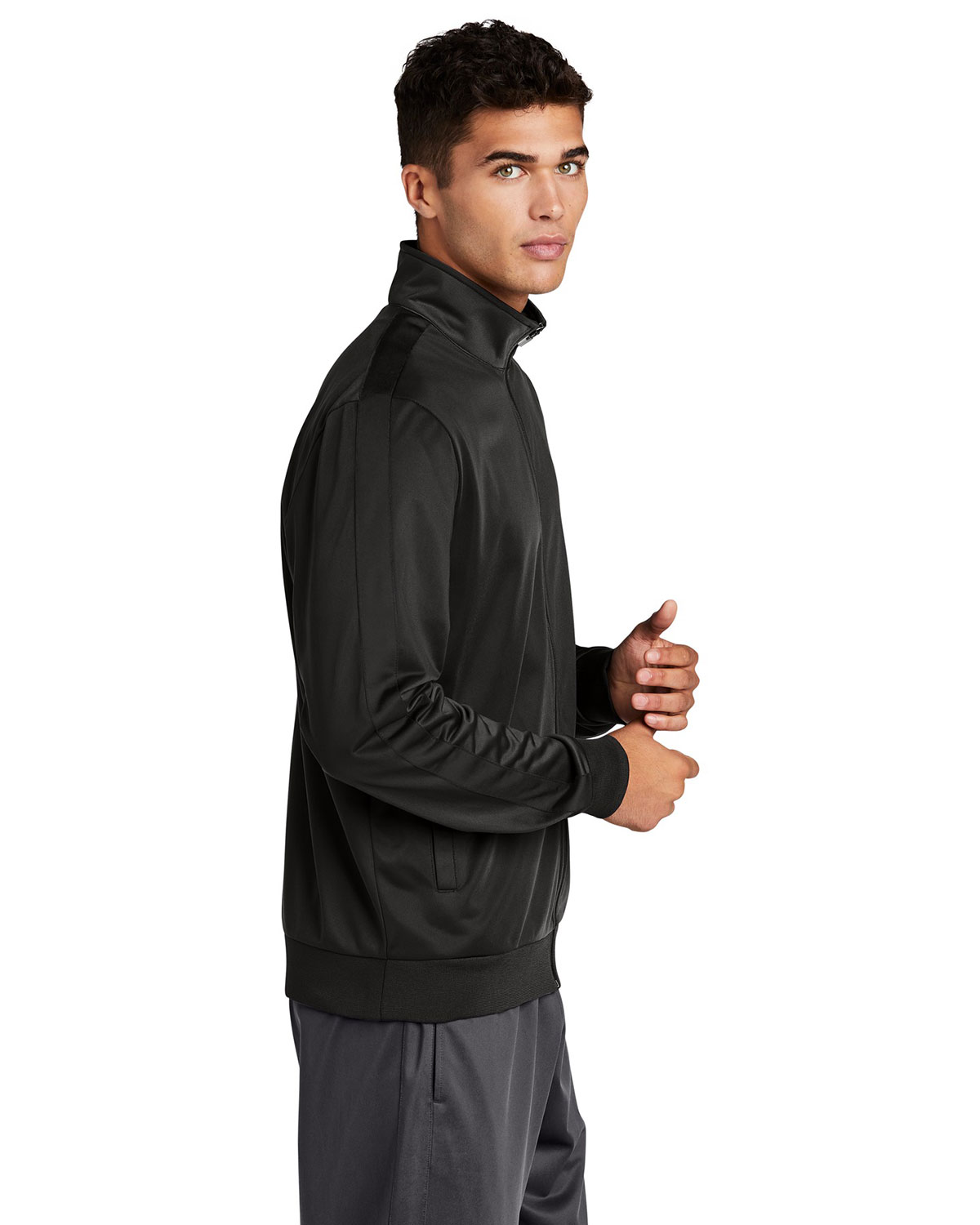 Sport-Tek JST94 Tricot Sleeve Stripe Track Jacket view 3