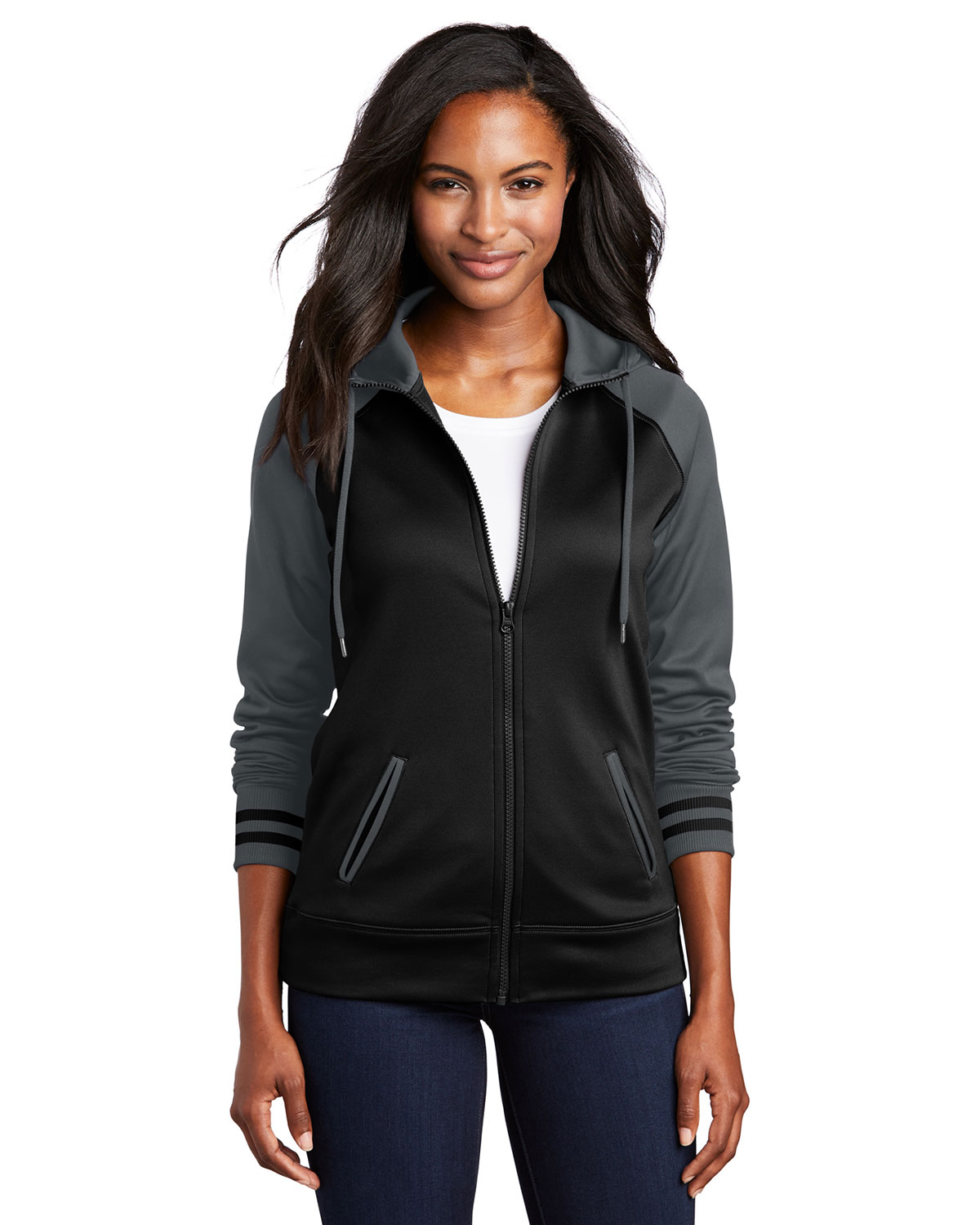 Sport-Tek LST236 Women's Sport-Wick Varsity Fleece Full-Zip Hooded Jacket