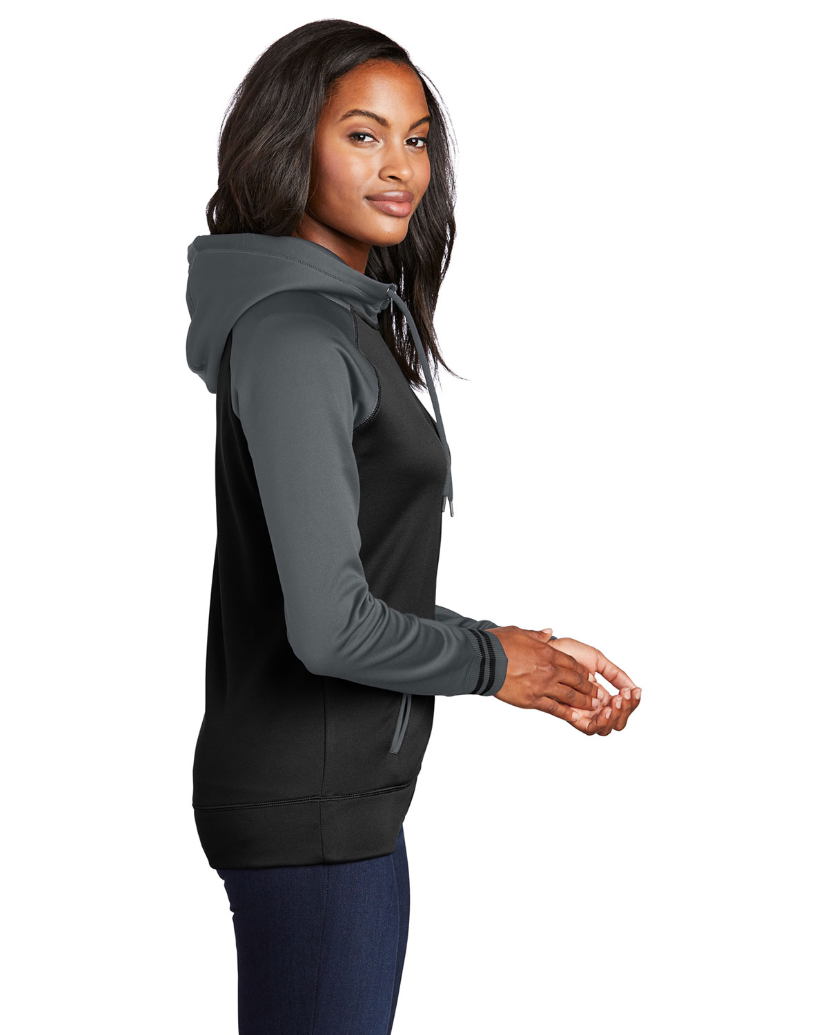 Sport-Tek LST236 Women's Sport-Wick Varsity Fleece Full-Zip Hooded Jacket view 3