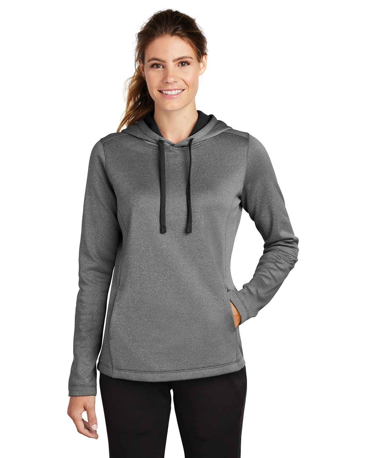 Sport-Tek LST264 Women's PosiCharge Sport-Wick Heather Fleece Hooded Pullover