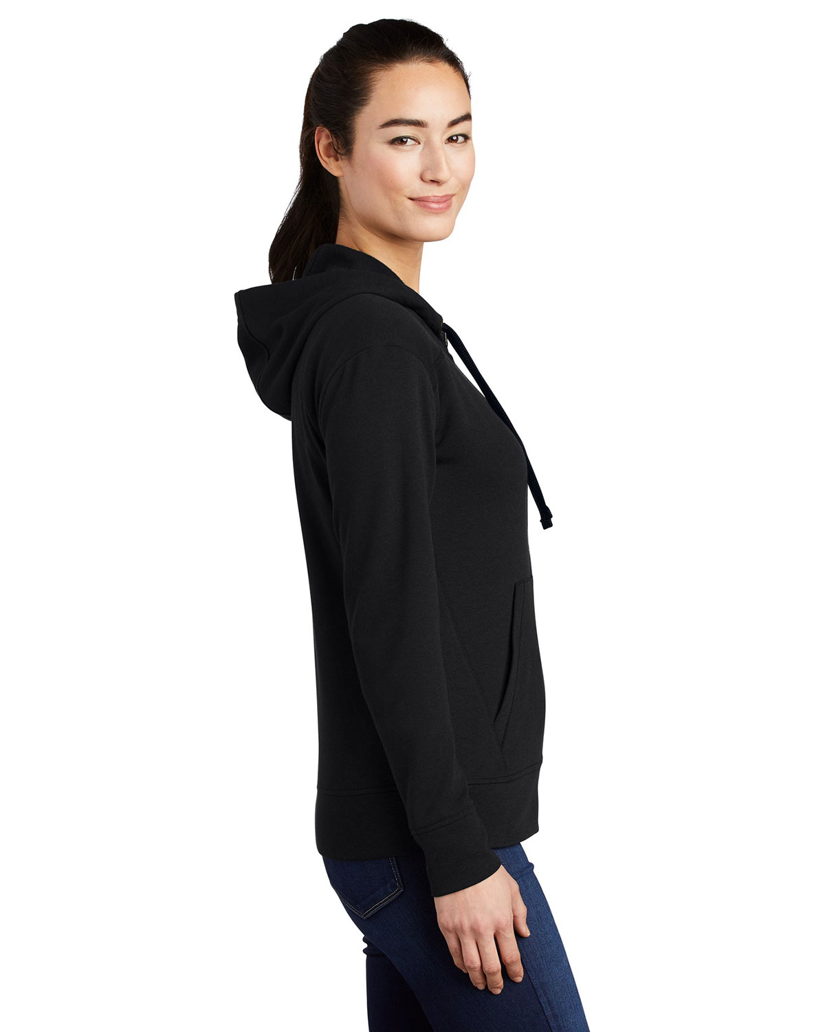 Sport-Tek LST293 Women's PosiCharge Tri-Blend Wicking Fleece Full-Zip Hooded Jacket view 3