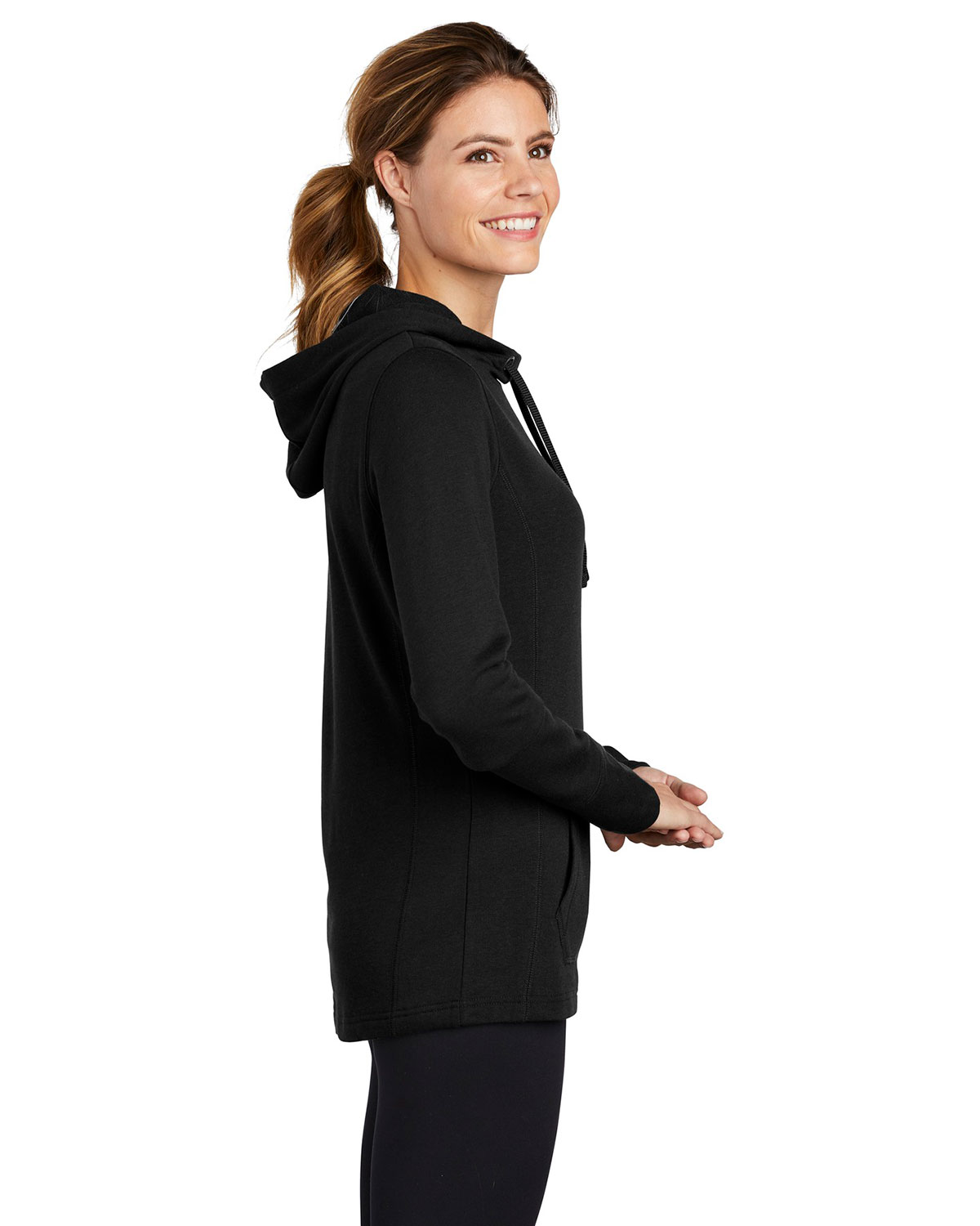Sport-Tek LST296 Women's PosiCharge Tri-Blend Wicking Fleece Hooded Pullover view 3