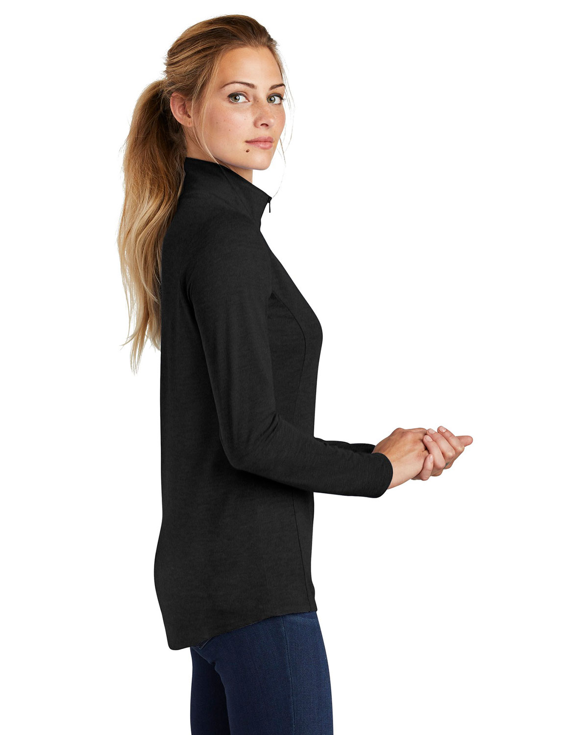 Sport-Tek LST407 Women's PosiCharge Tri-Blend Wicking 1/4-Zip Pullover view 3