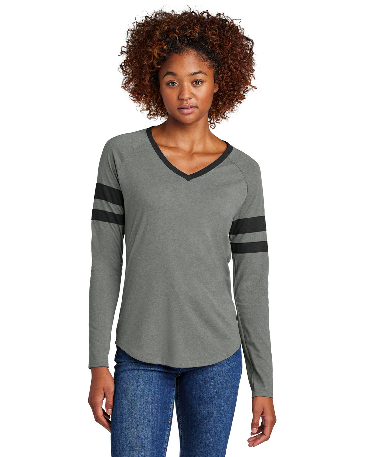 Sport-Tek LST6043 Women's Halftime Stripe Long Sleeve V-Neck Tee