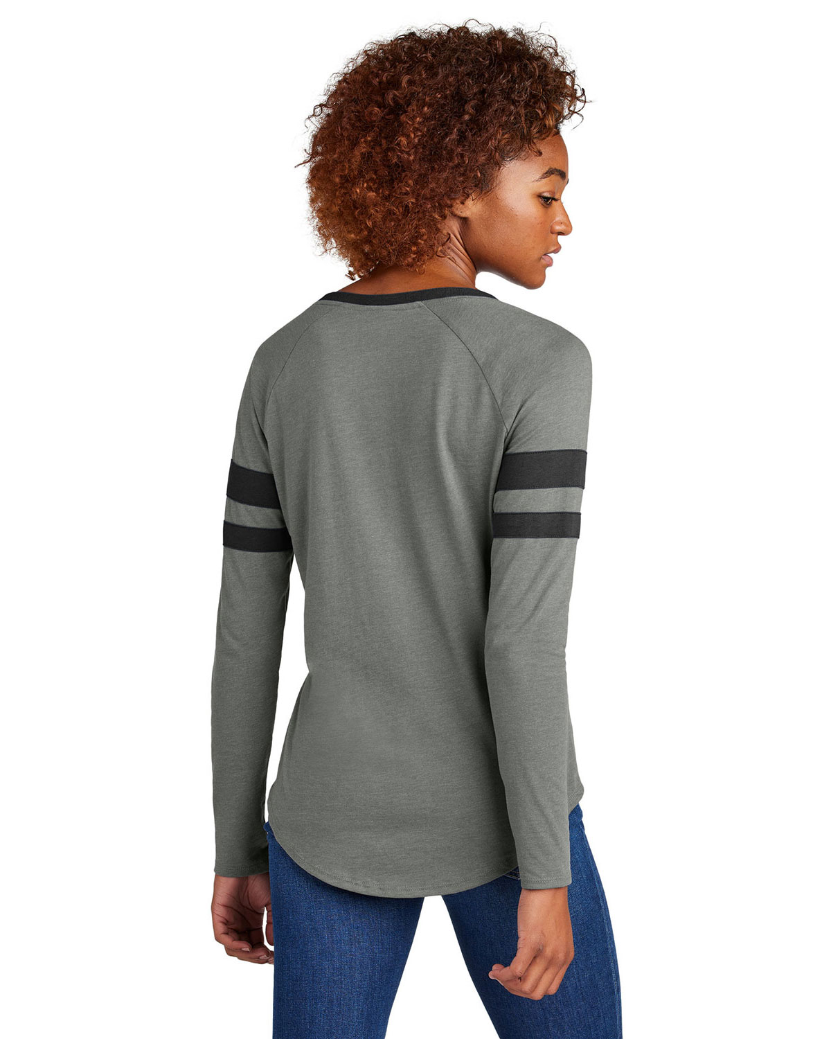 Sport-Tek LST6043 Women's Halftime Stripe Long Sleeve V-Neck Tee view 2