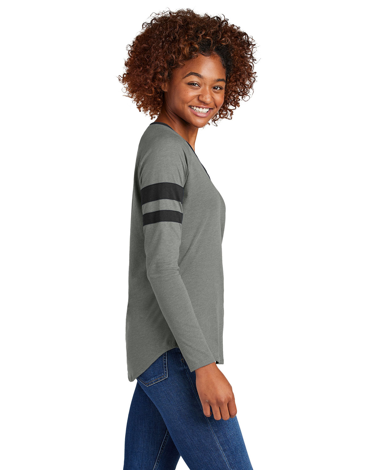 Sport-Tek LST6043 Women's Halftime Stripe Long Sleeve V-Neck Tee view 3