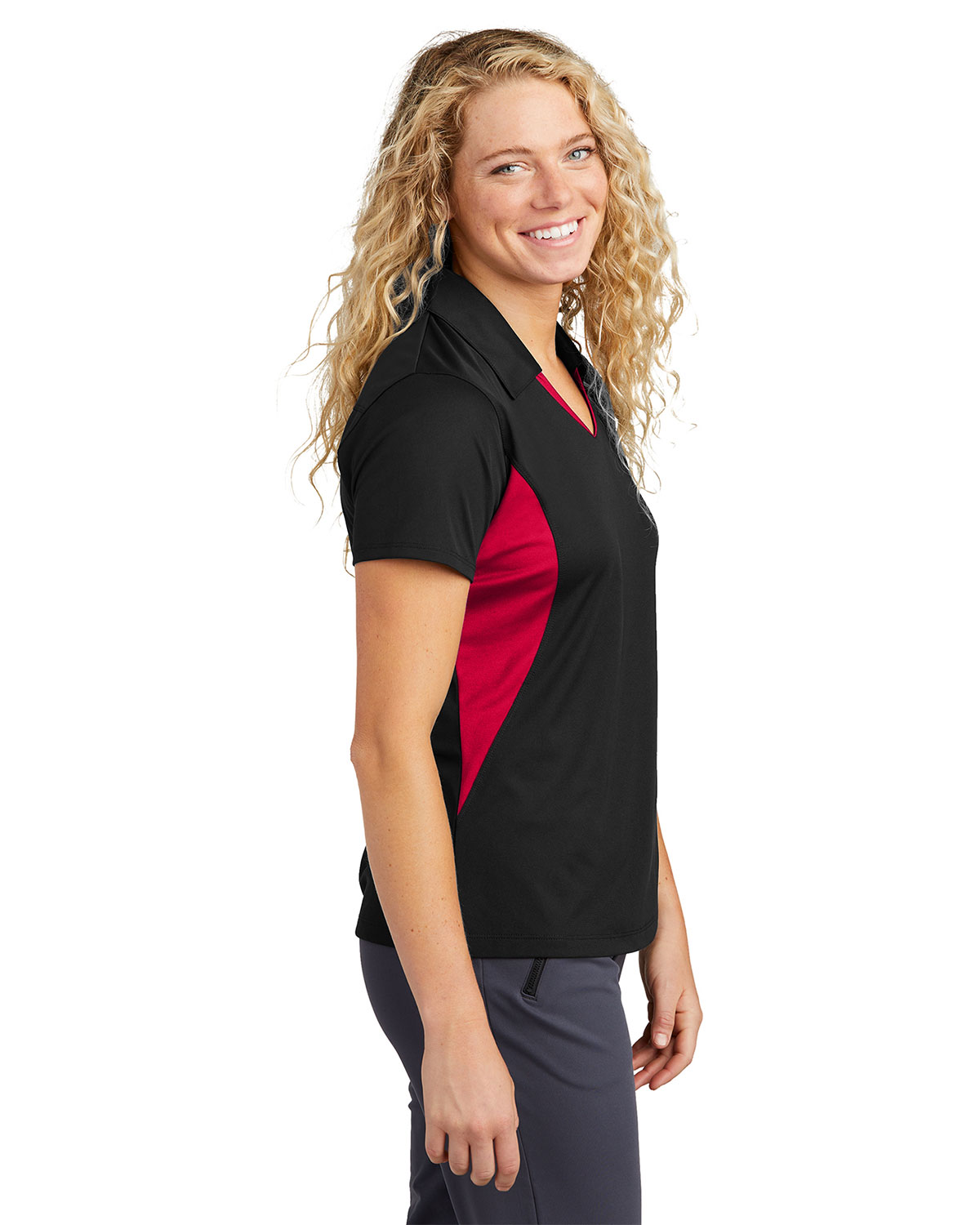 Sport-Tek LST655 Women's Side Blocked Micropique Sport-Wick Polo view 3