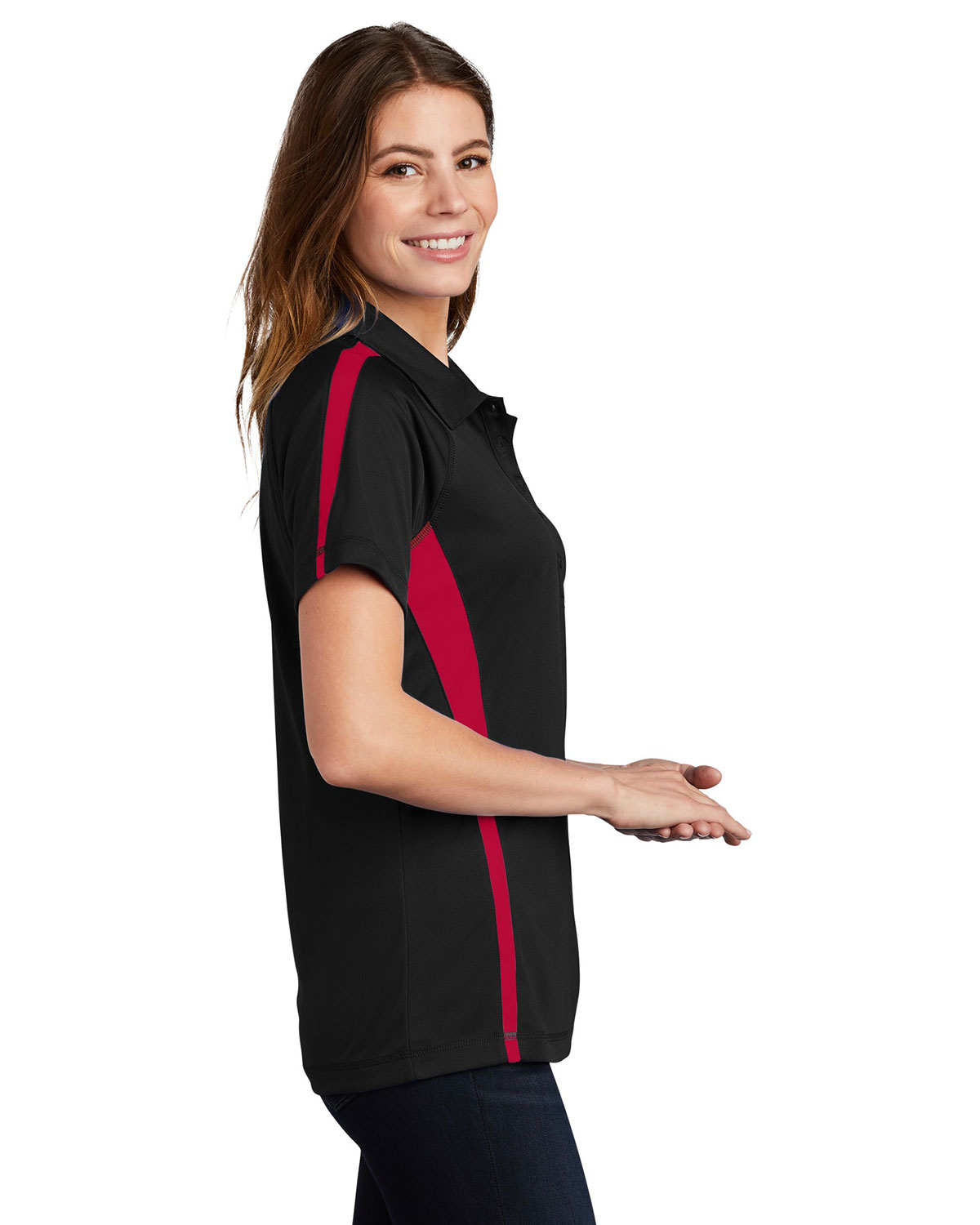 Sport-Tek LST685 Women's PosiCharge Micro-Mesh Colorblock Polo view 3